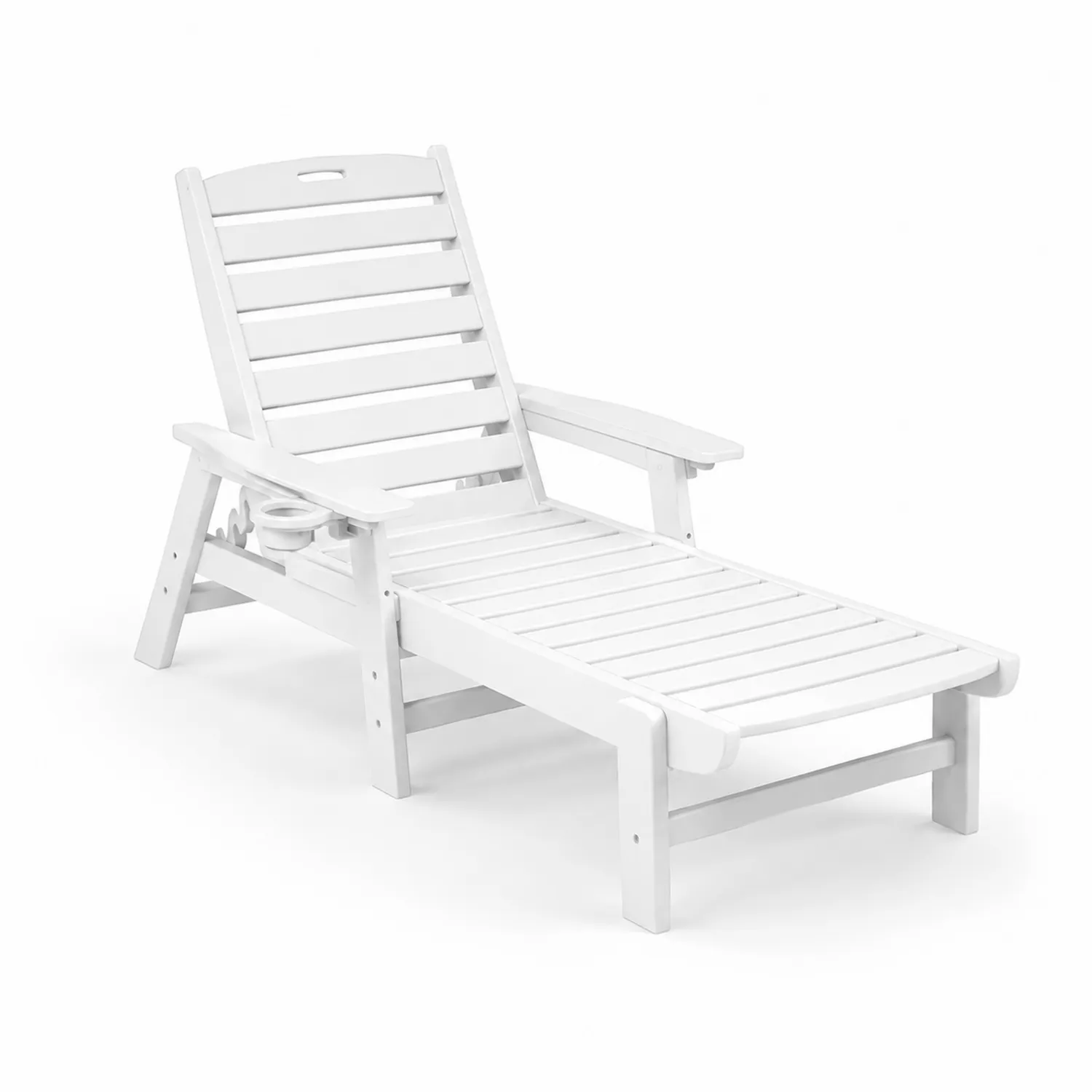 Tumbona de madera de pino ajustable blanca