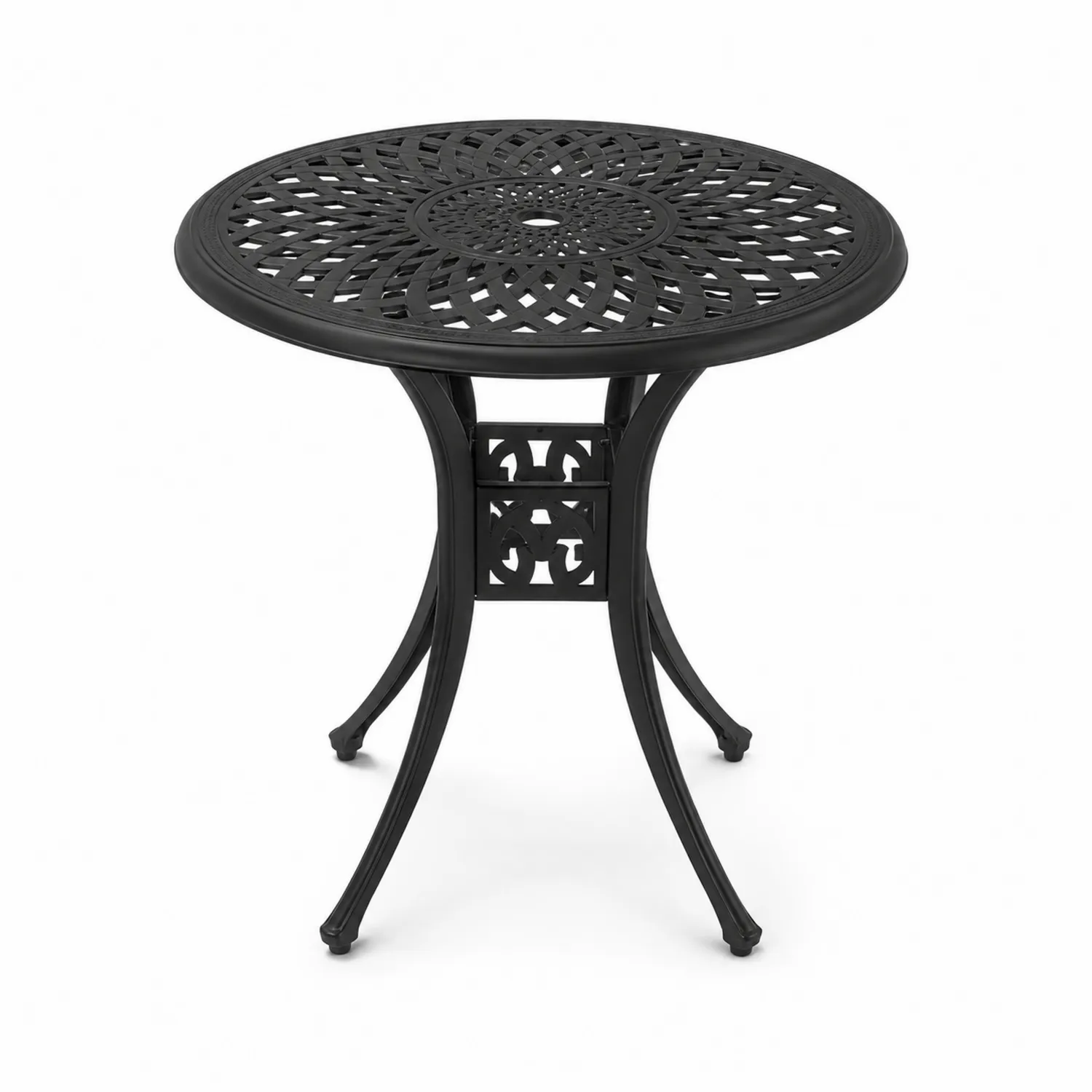 Mesa de jardín redonda de aluminio negro 70 cm