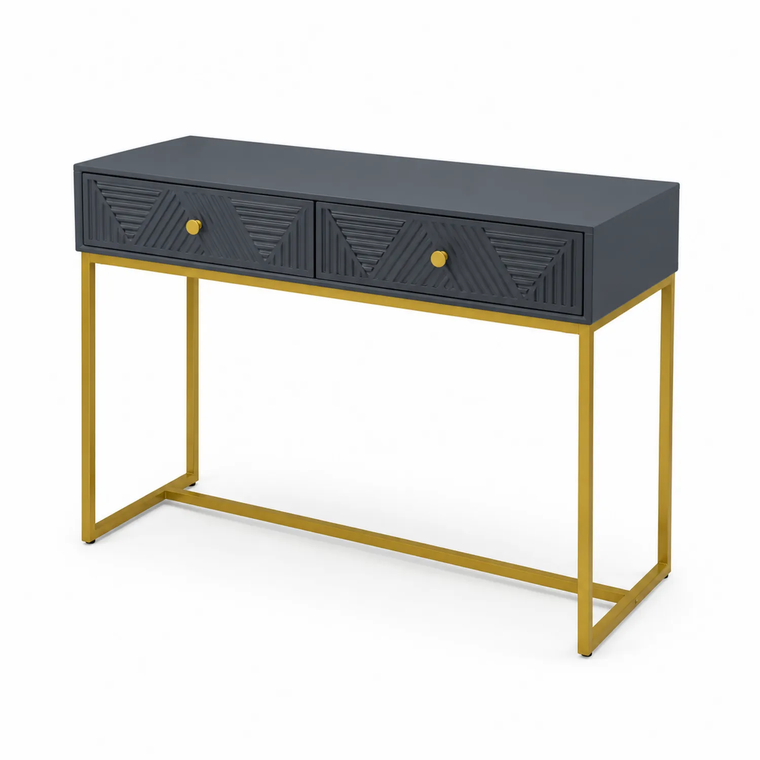 Consola de MDF y Metal con Cajones 100x30x75 cm Gris/Dorado