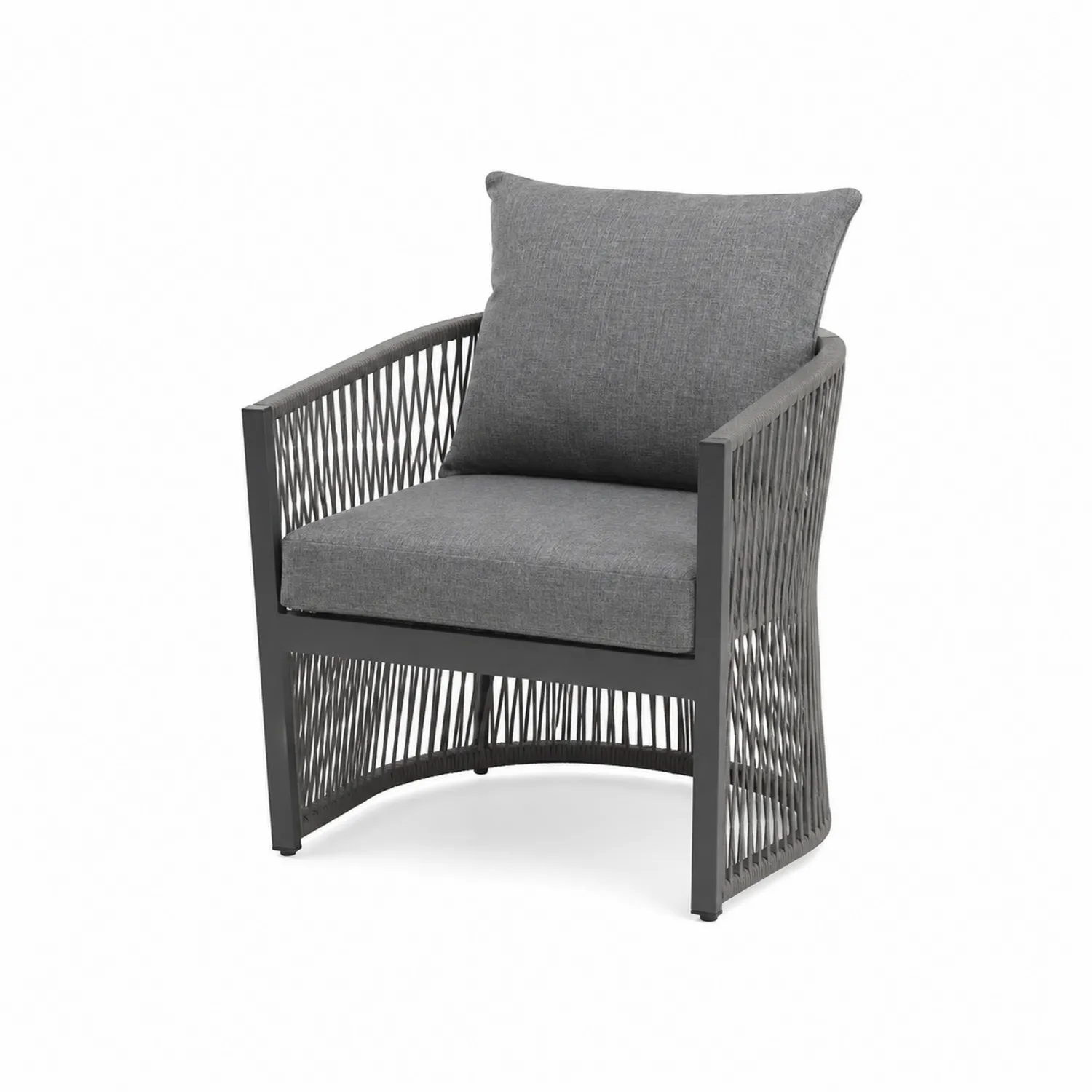 Sillón de aluminio con cojines de poliéster gris