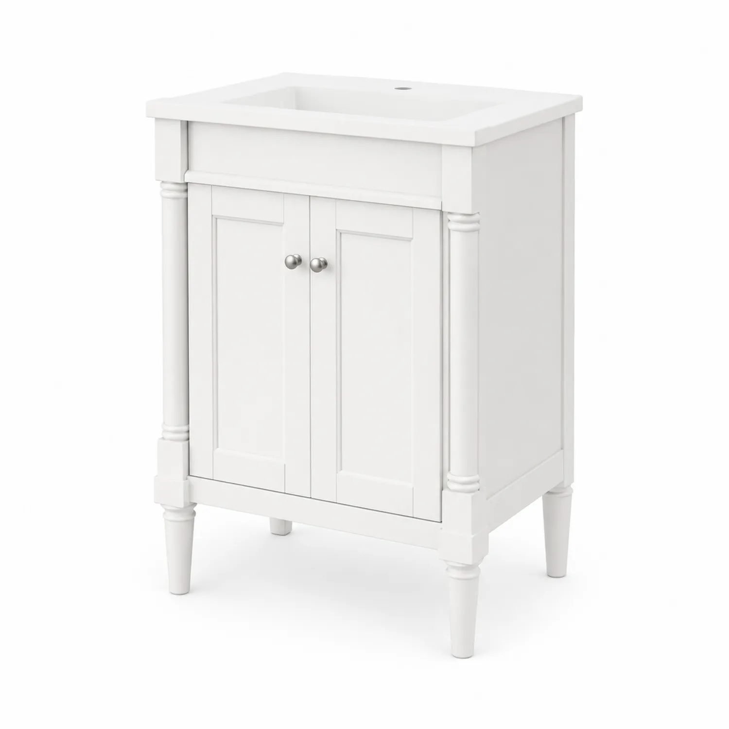 Mueble bajo lavabo de madera blanco con lavabo de cerámica 60x35x80 cm
