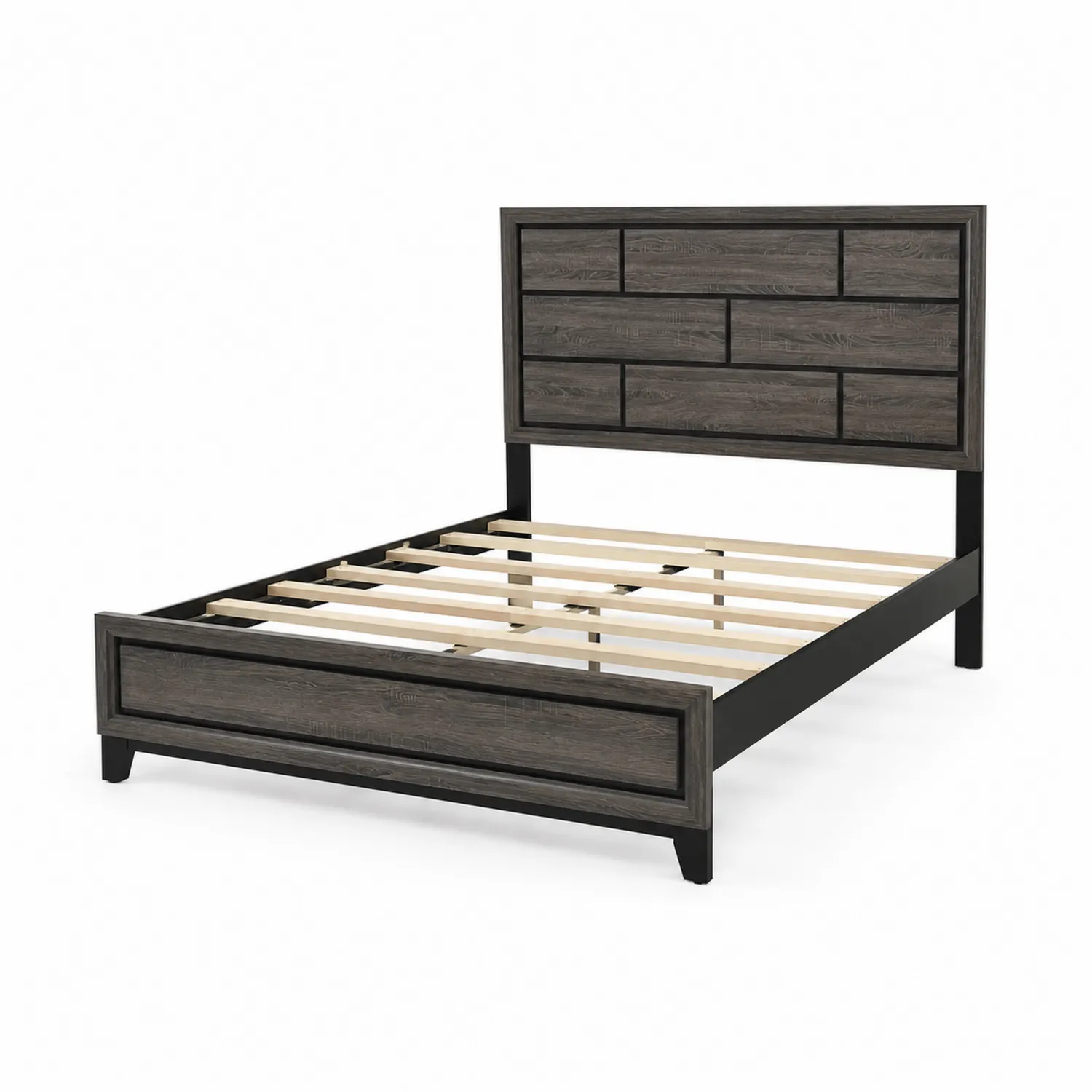 Cama de matrimonio en madera y metal Gris Oscuro 200x160 cm