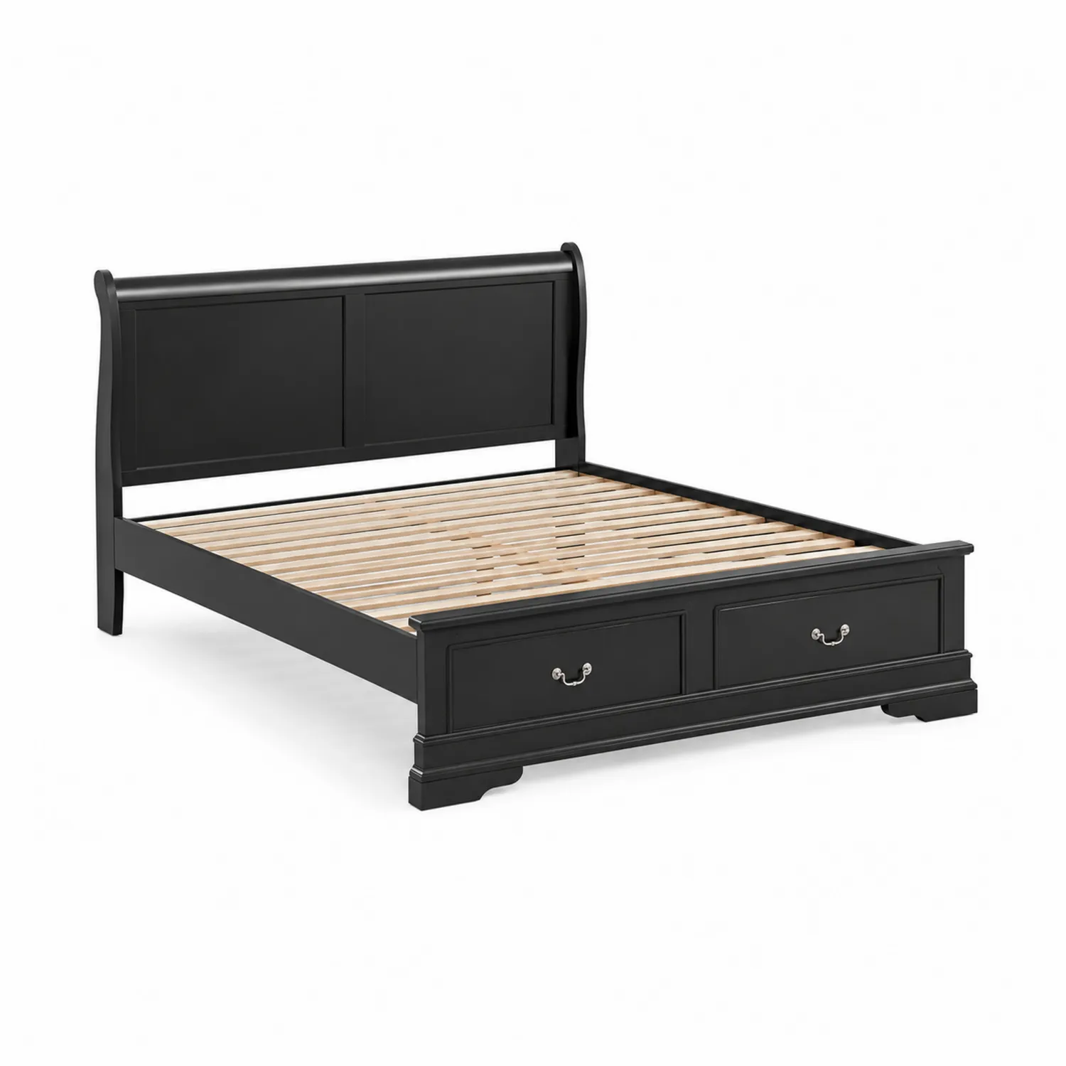 Cama de Madera de Pino con Almacenamiento y Cabecero 200x160 cm Negro