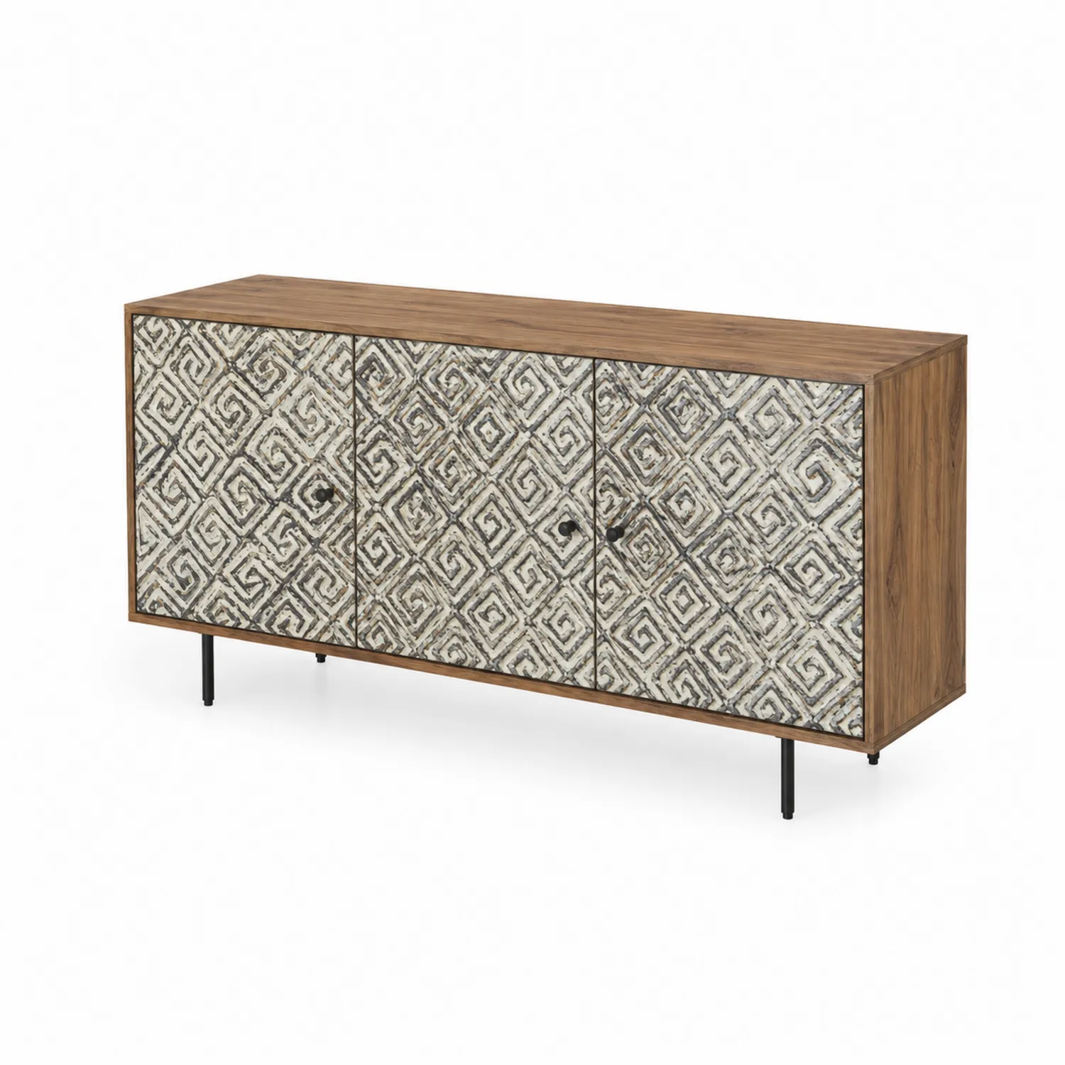 Aparador de Madera MDF con Puertas Geométricas