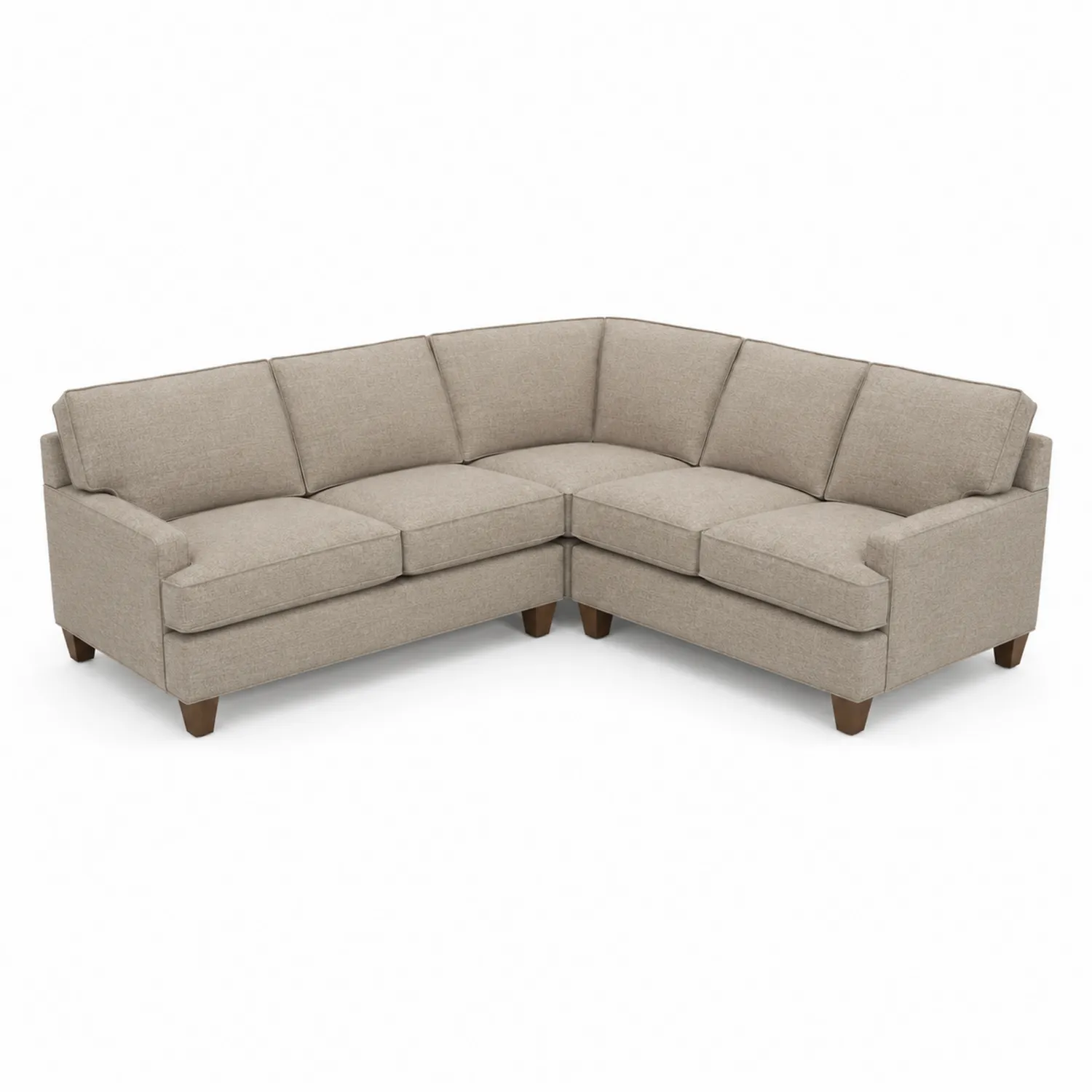 Sofá Modular en L de Tela Beige con Base de Madera