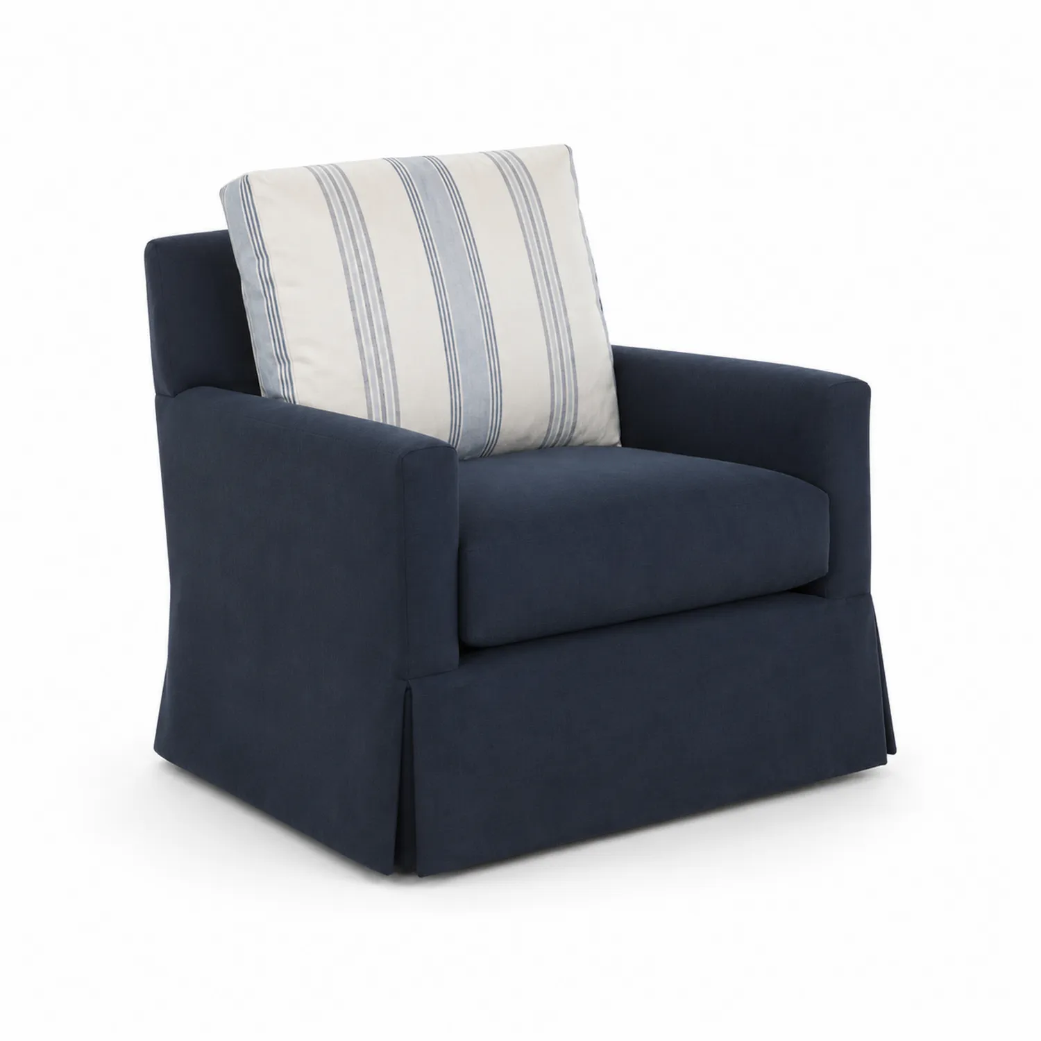Silla de Tela Azul con Cojín a Rayas