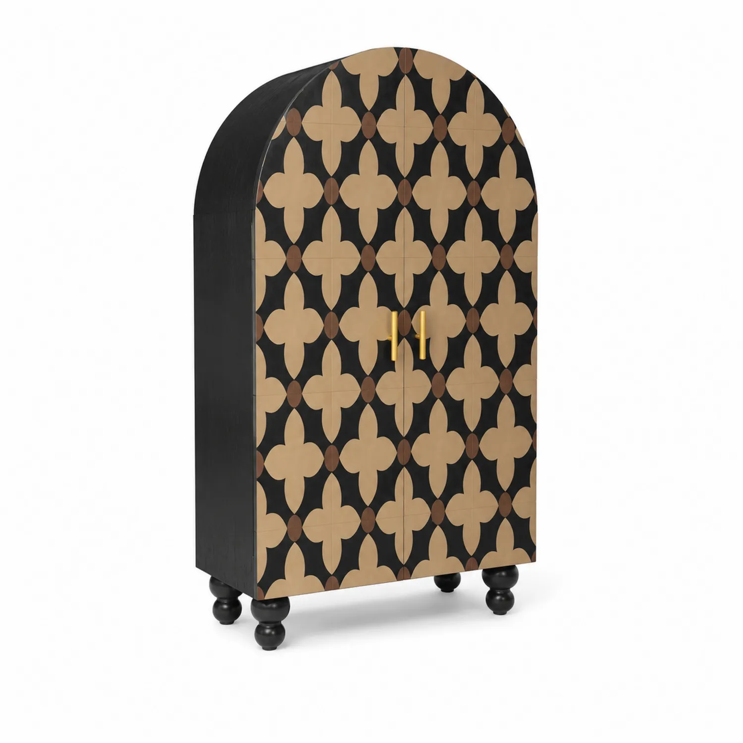 Armario de Madera con Diseño Geométrico Negro y Beige