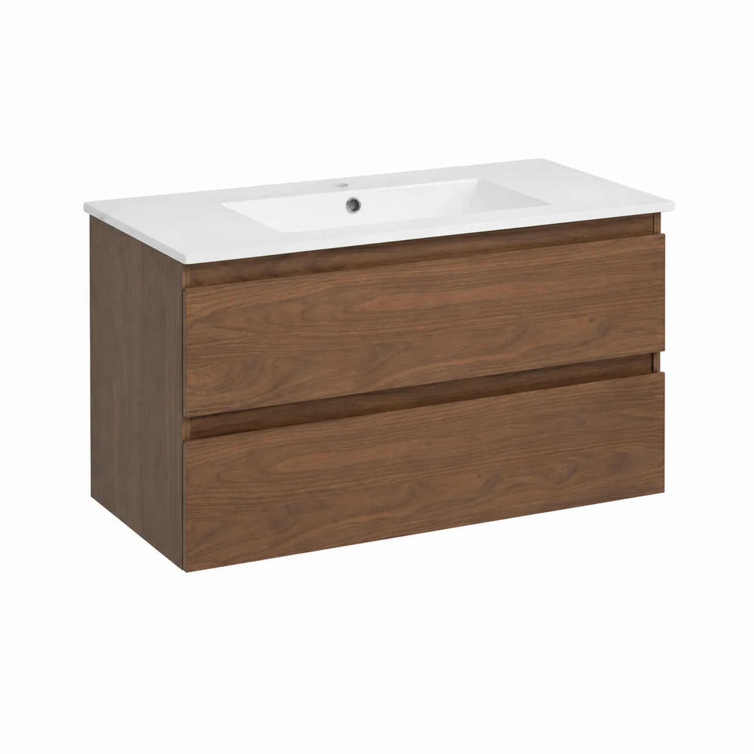 Mueble de lavabo de madera con encimera de cerámica 80x45x55 cm Marrón