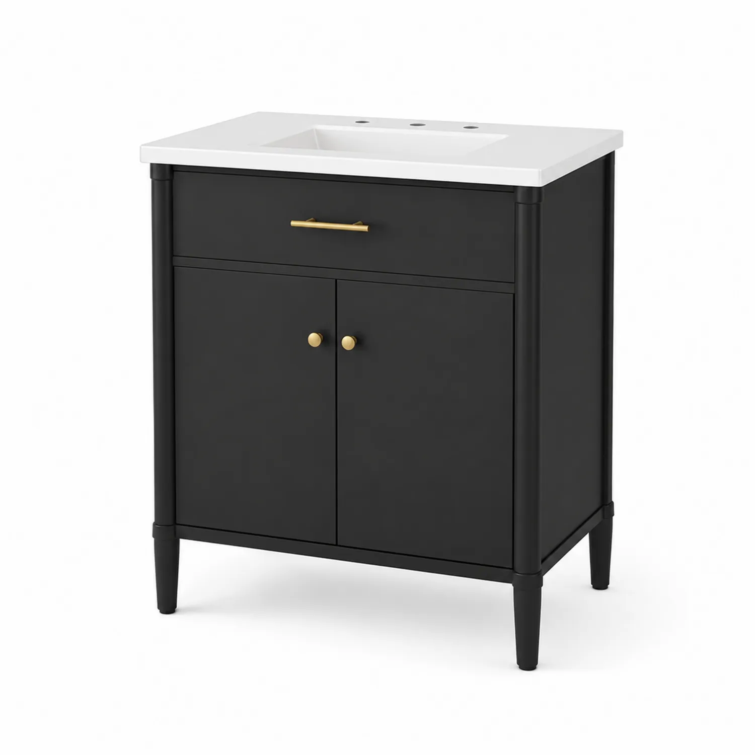 Mueble de lavabo con fregadero de cerámica negro