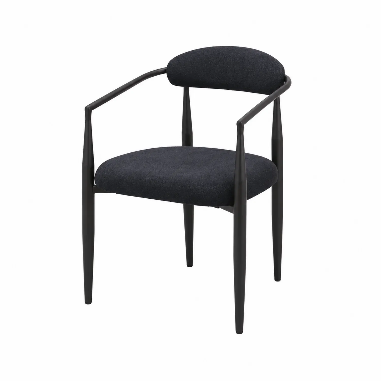 Silla de metal con asiento de poliéster negro 55x55x85 cm