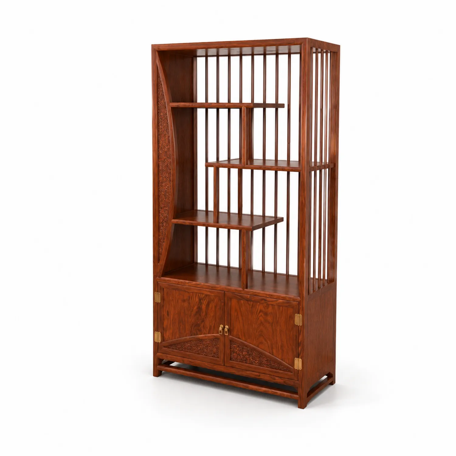 Estantería de madera maciza con compartimentos y puertas 180x80x30 cm Marrón