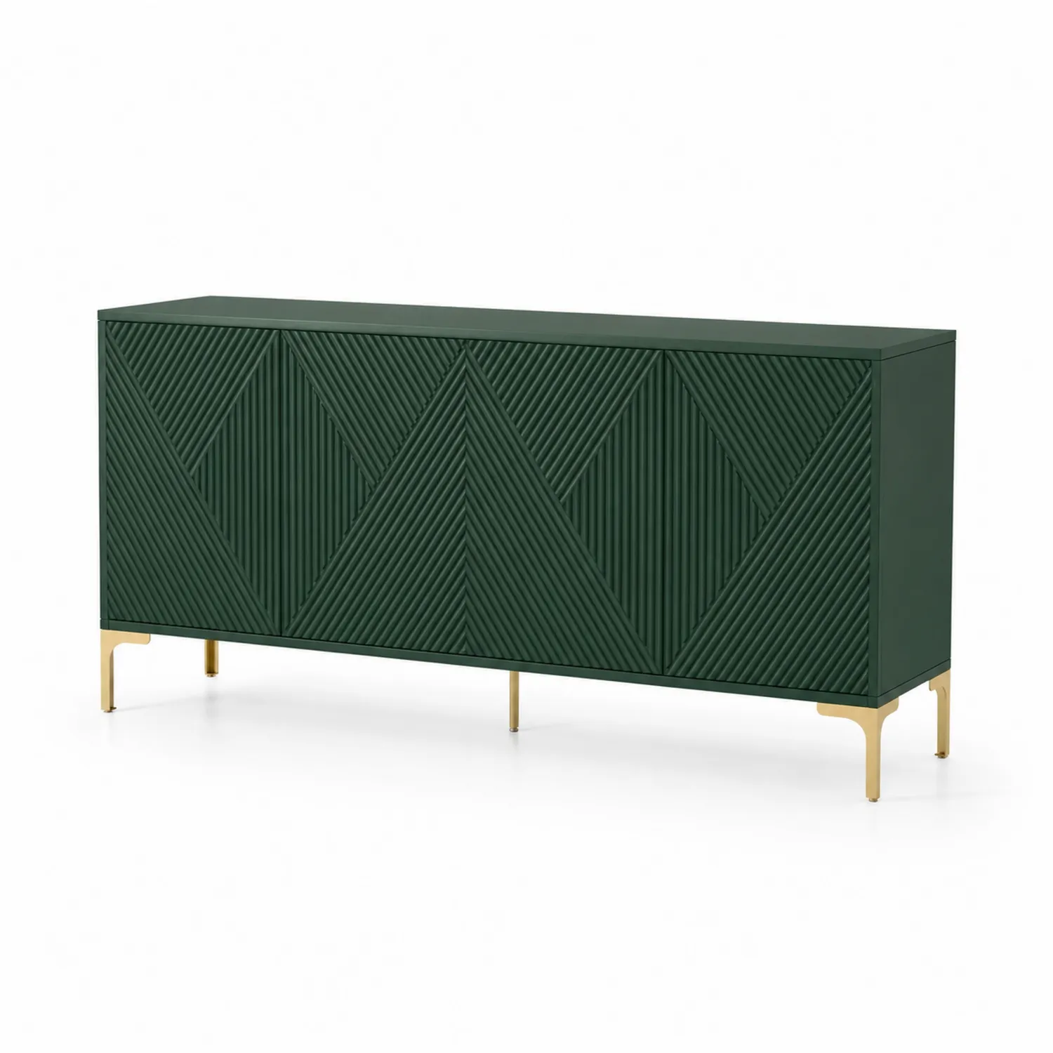 Aparador de Madera y Metal con Diseño Geométrico Verde 160cm