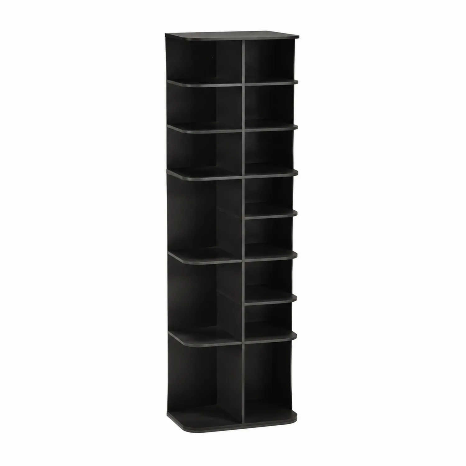 Zapatero alto de madera negro con 10 estantes