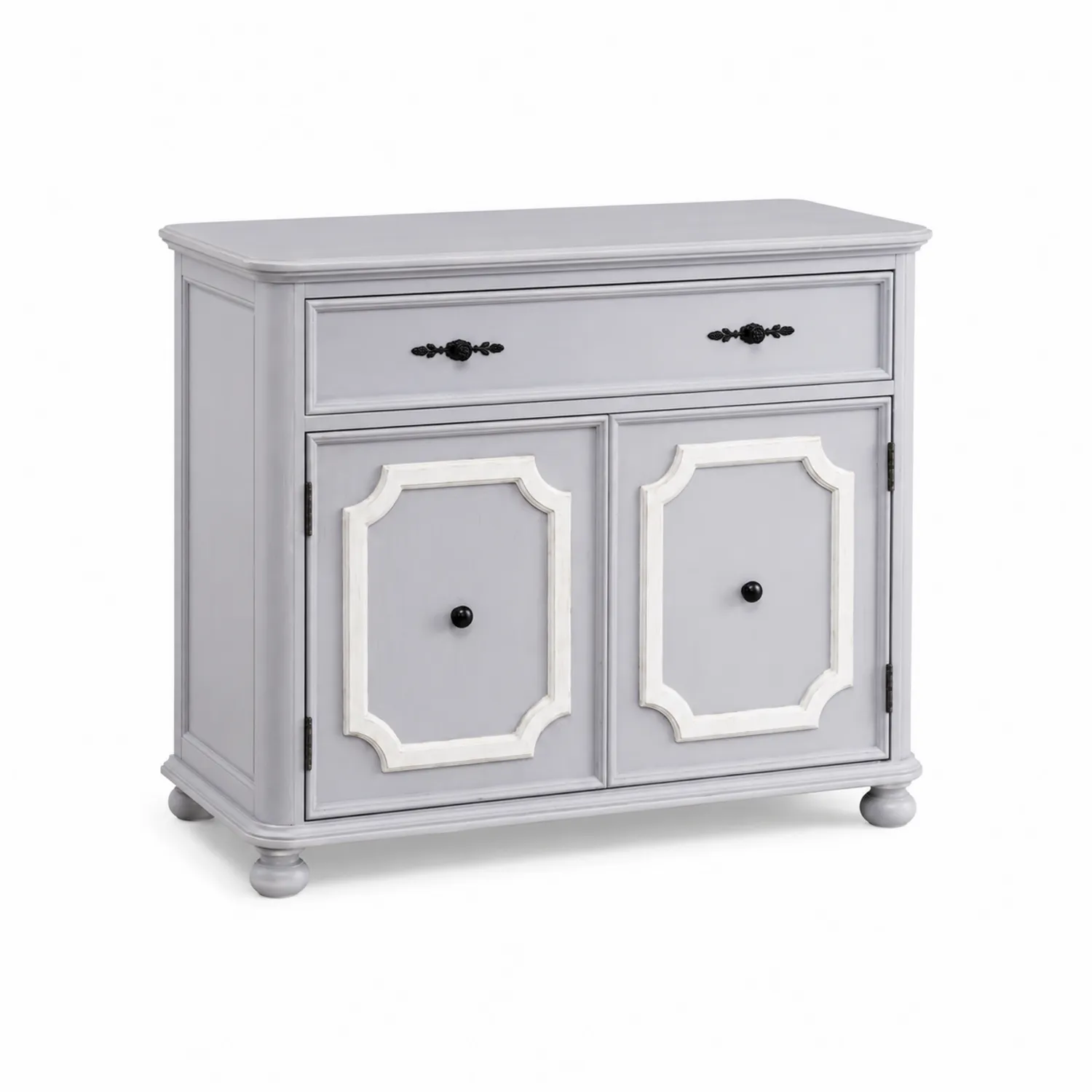 Aparador de Madera con Dos Puertas y Un Cajón Gris