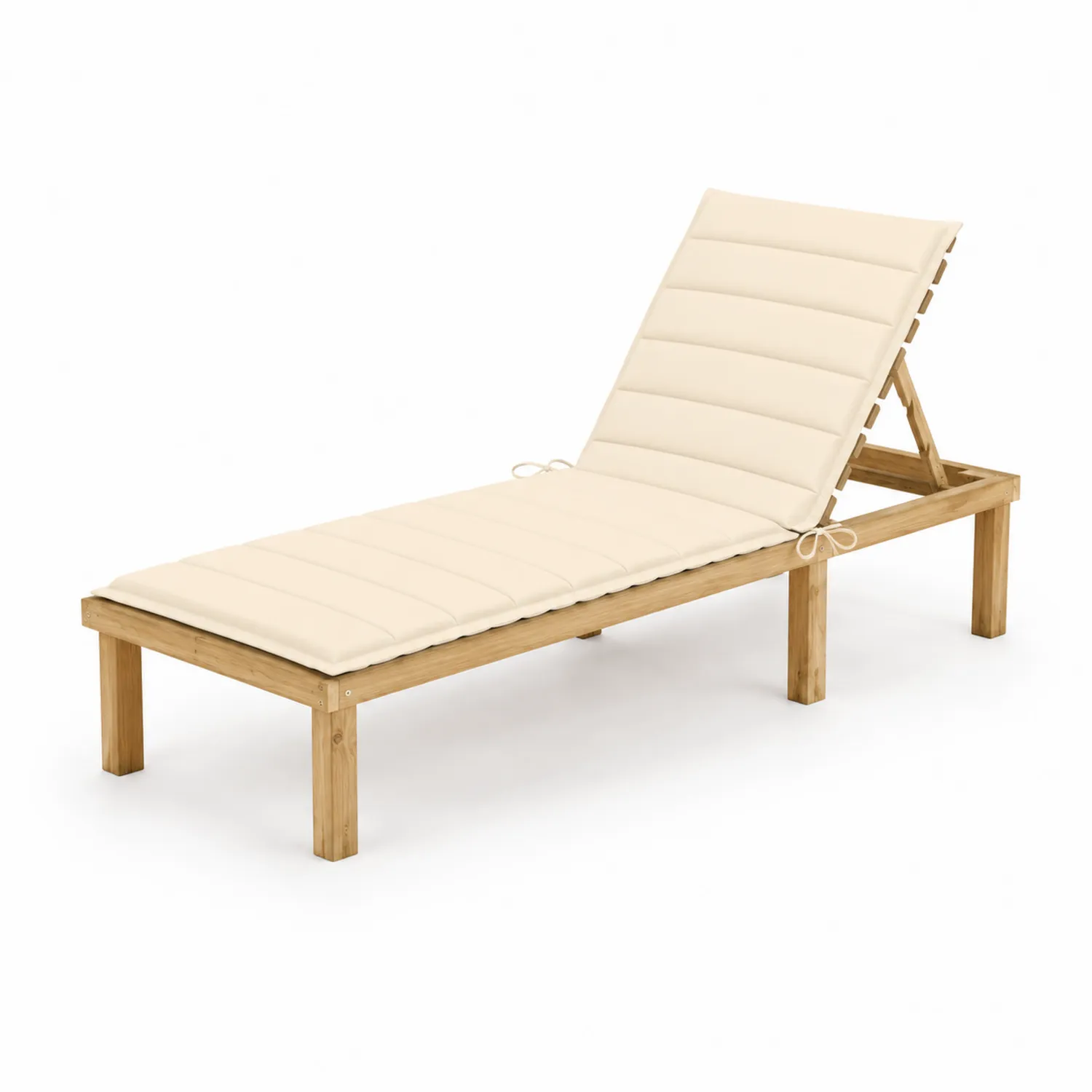 Tumbona de Madera de Acacia con Cojín de Poliéster Crema