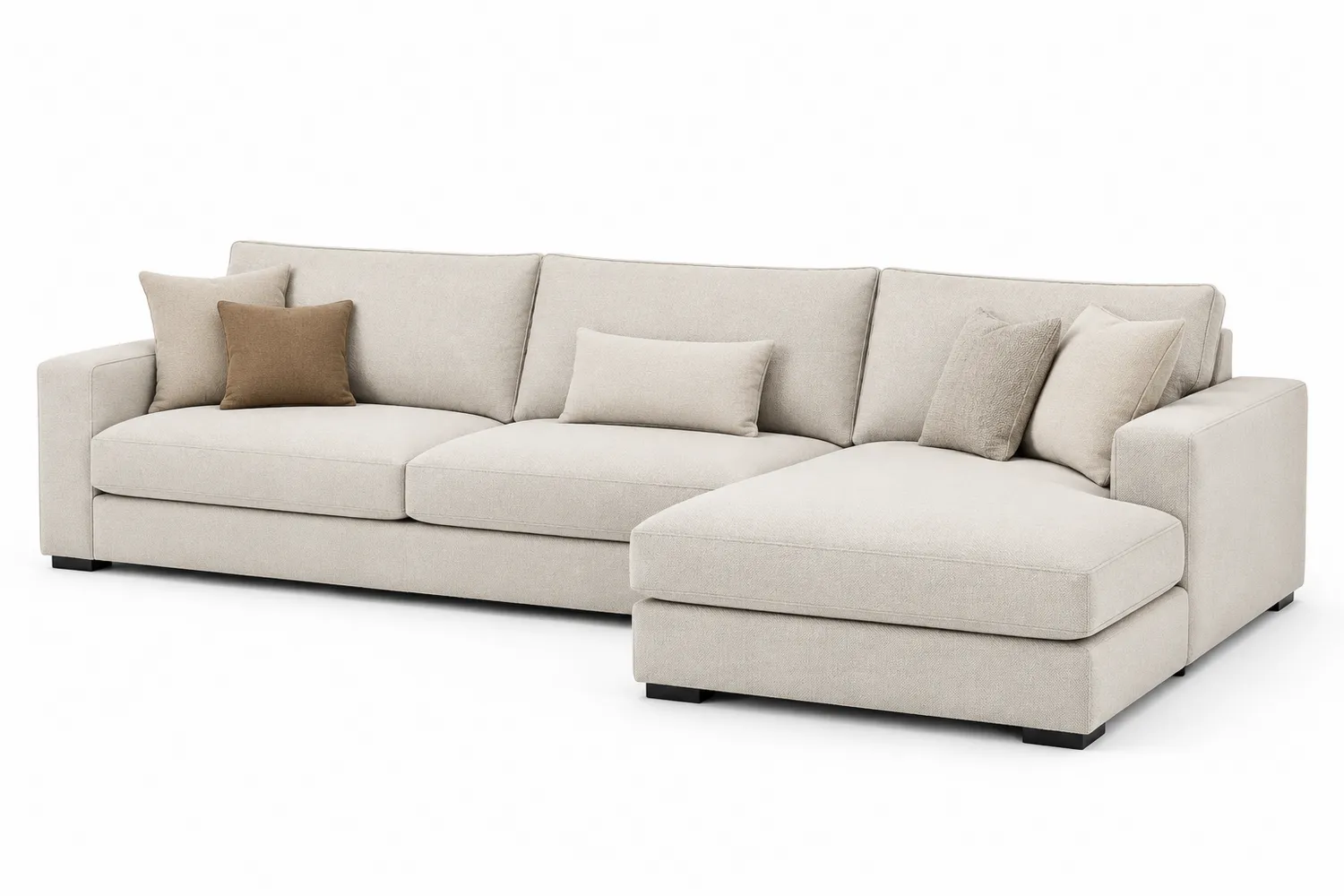 Canapé modulable en tissu avec méridienne 320 cm Beige