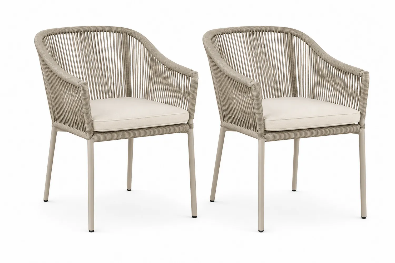 Lot de 2 chaises en corde et aluminium Beige