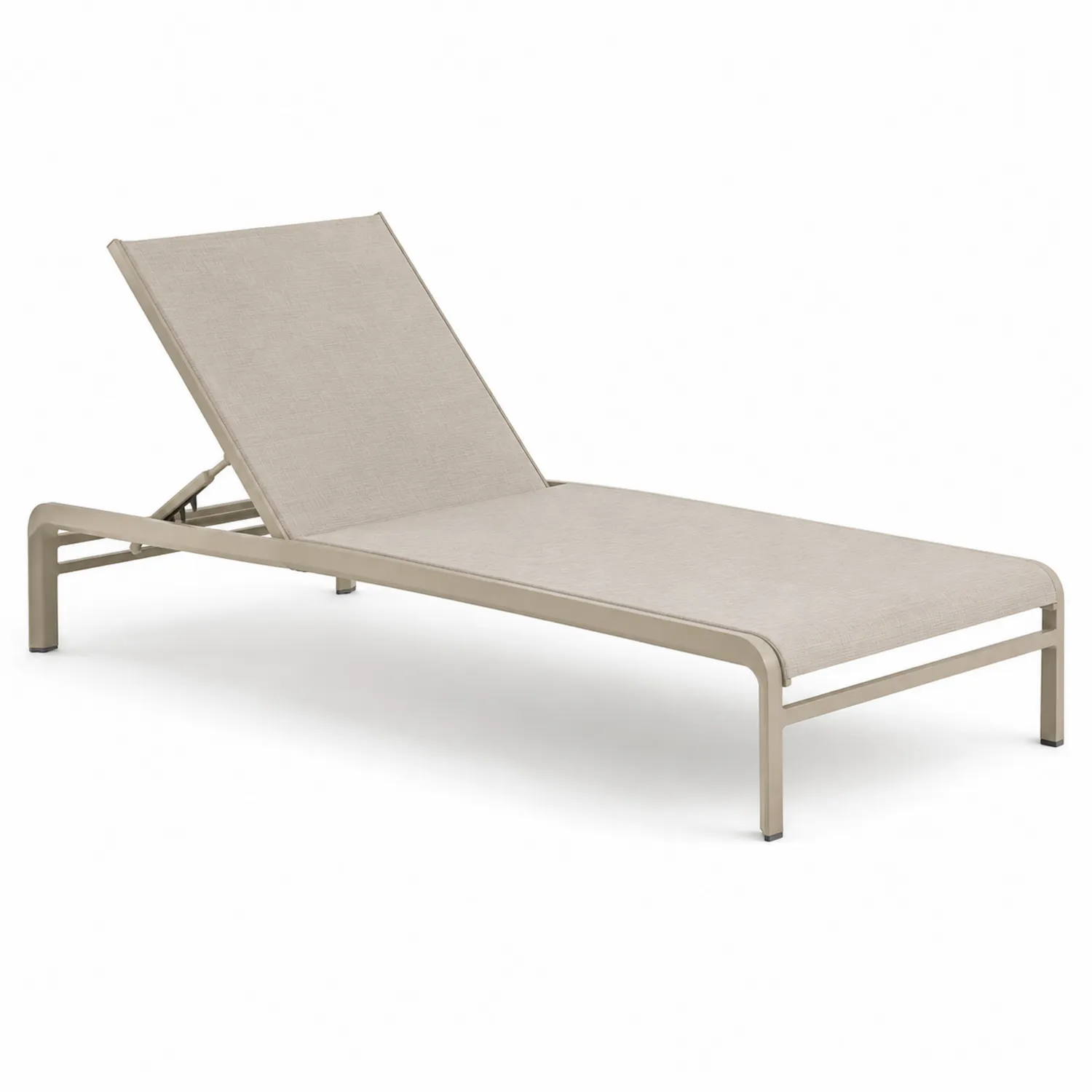 Chaise longue extérieure en aluminium et tissu beige 200x70x35 cm