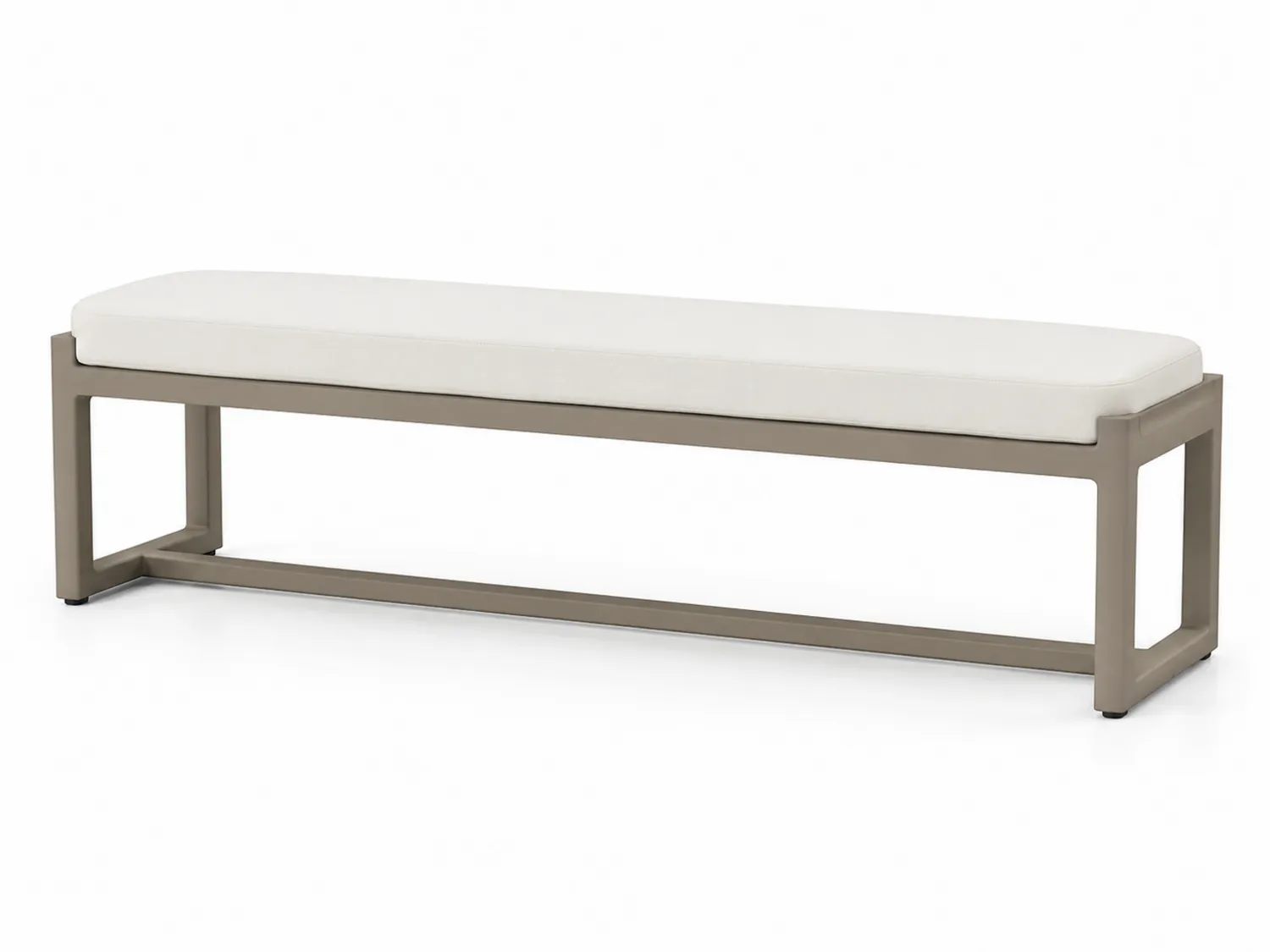 Banc en métal avec coussin en tissu polyester Beige 160 cm