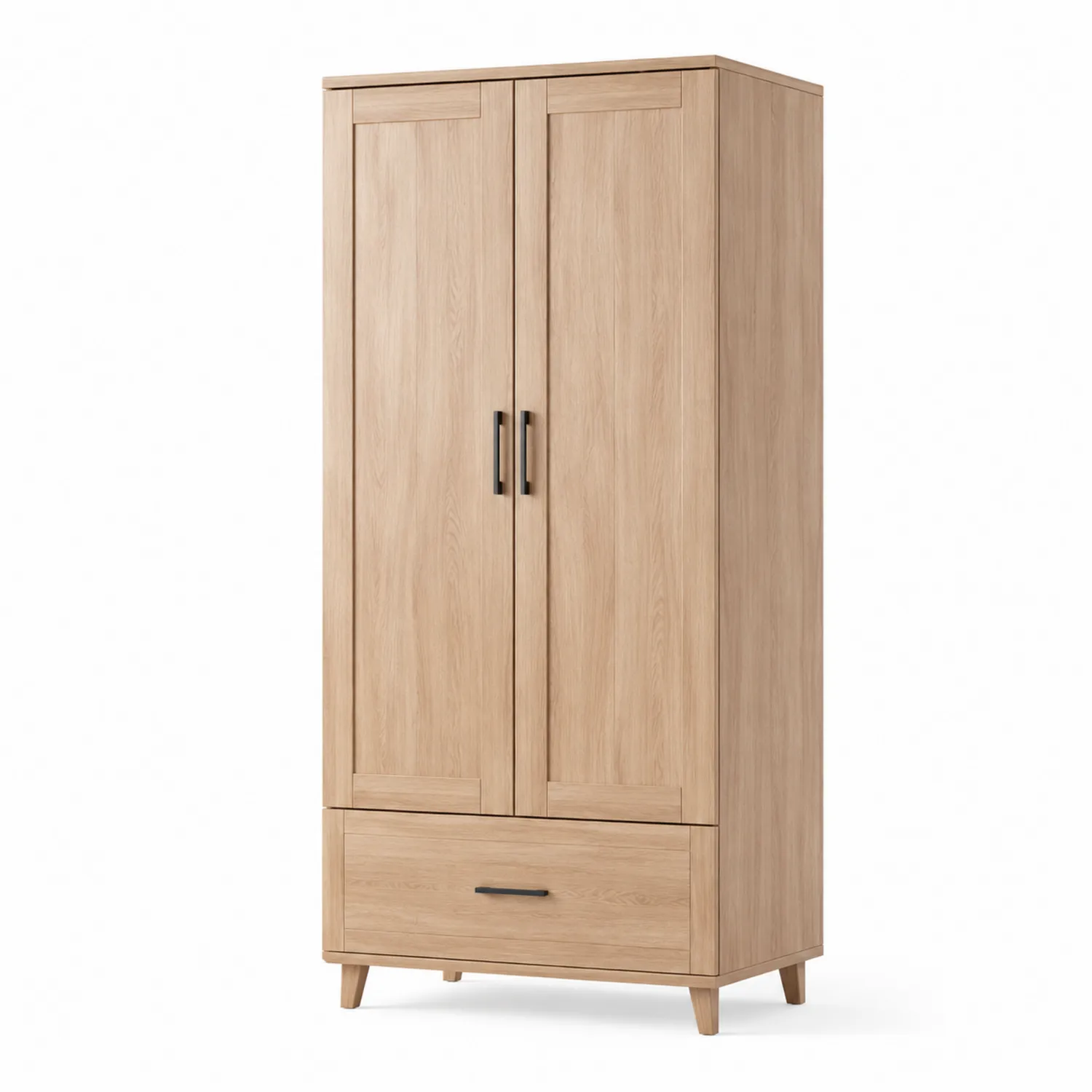 Armoire en bois avec tiroir et portes en chêne clair