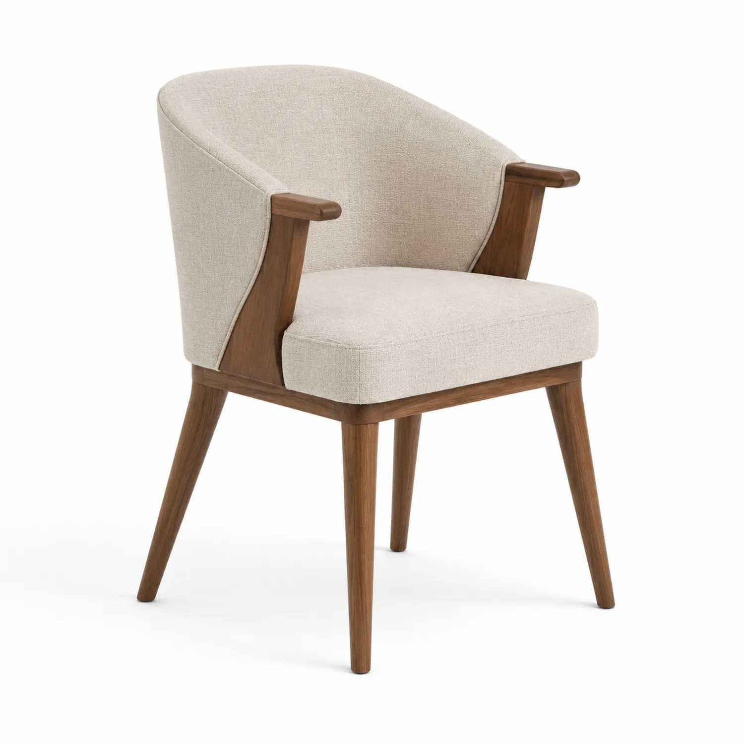Chaise en bois et tissu polyester beige 58x61x80 cm