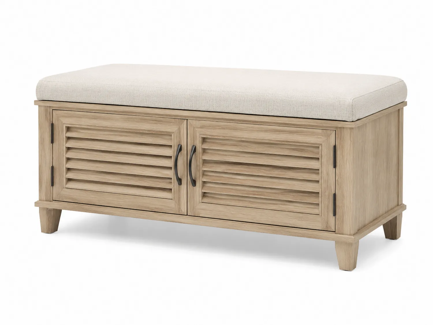 Banc de rangement en bois avec coussin crèmel