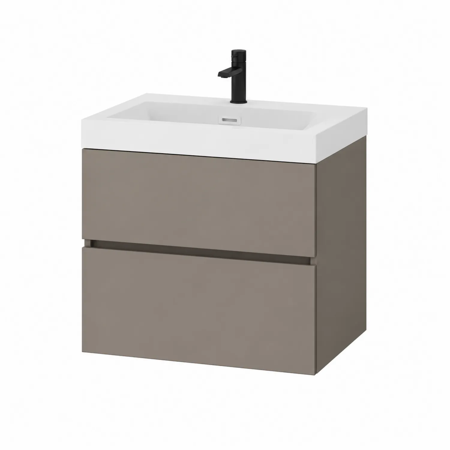 Meuble de salle de bain en panneaux de particules avec lavabo en céramique Gris 60 cm