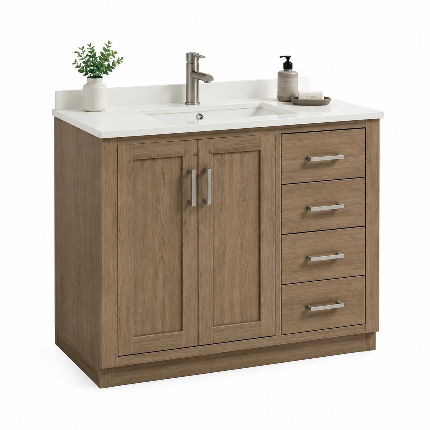 Meuble lavabo en bois avec plan de travail en résine