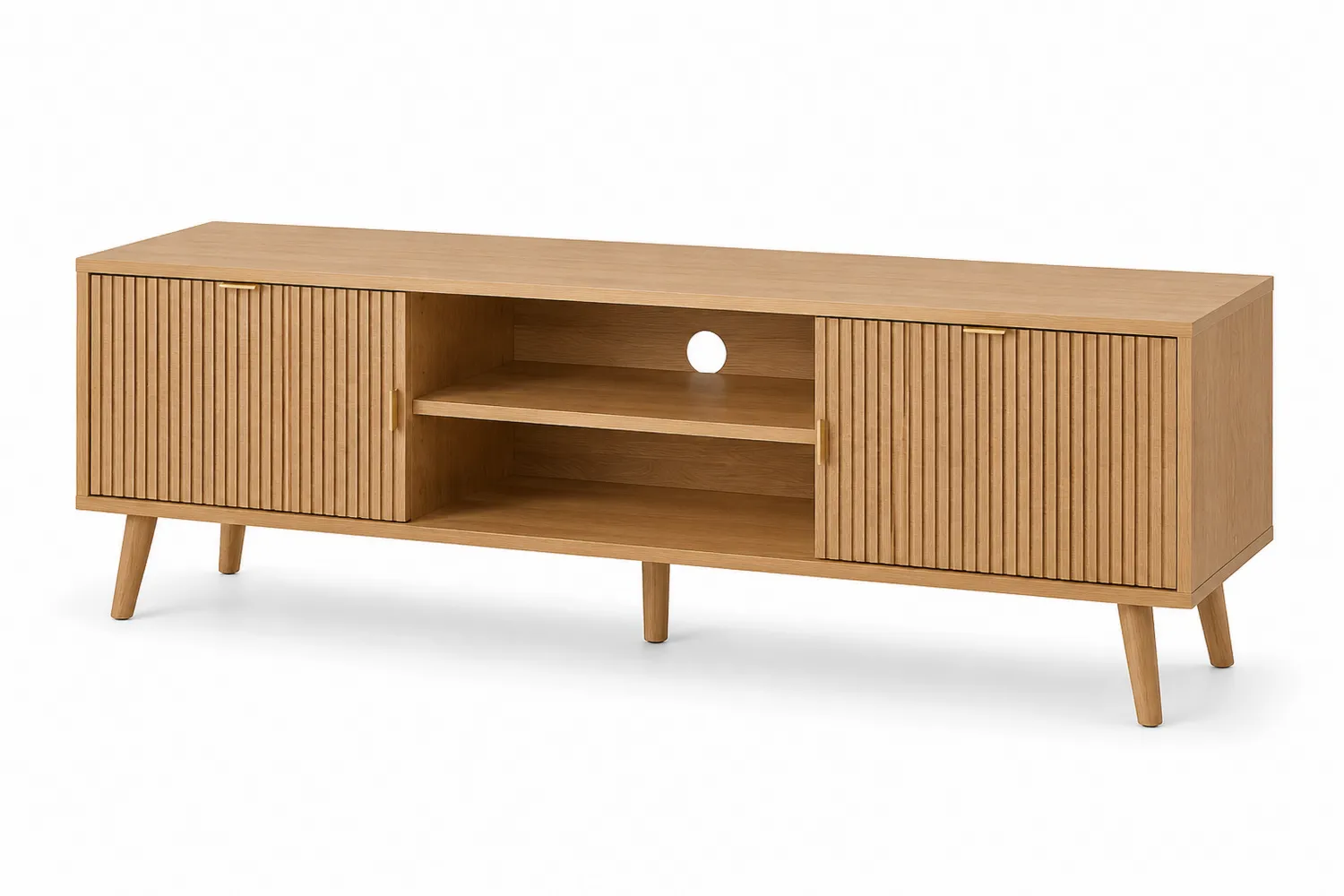 Meuble TV en bois de chêne avec portes coulissantes 150x40x50cm