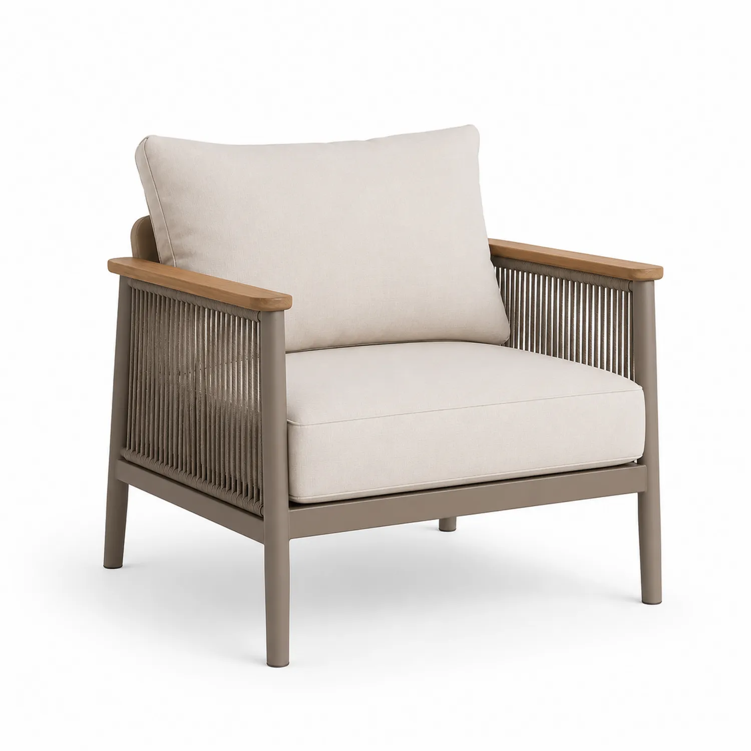 Fauteuil extérieur en aluminium et polyester Beige