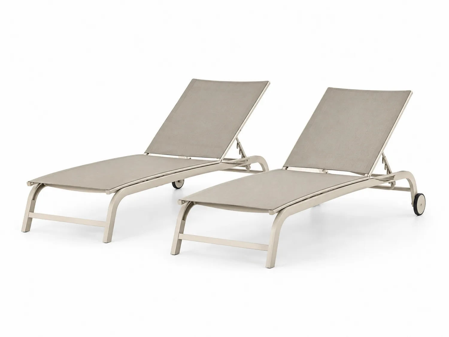 Lot de 2 chaises longues en aluminium réglables Beige