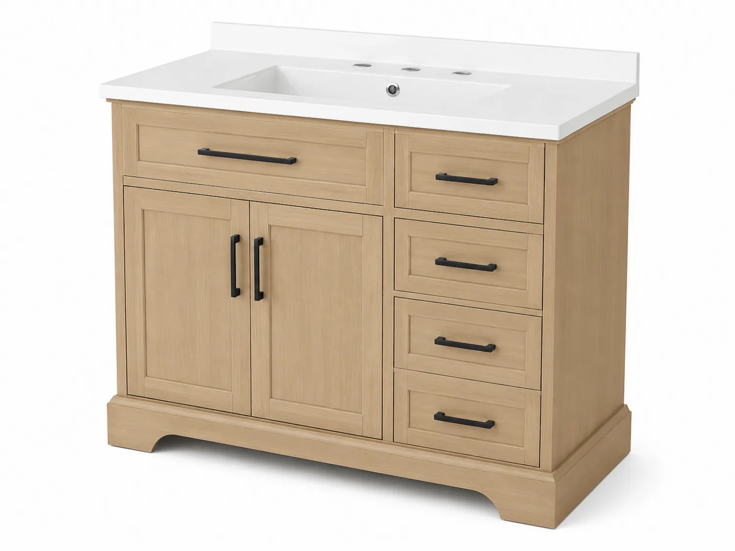 Meuble lavabo simple en bois avec vasque en porcelaine 91x55x85 cm
