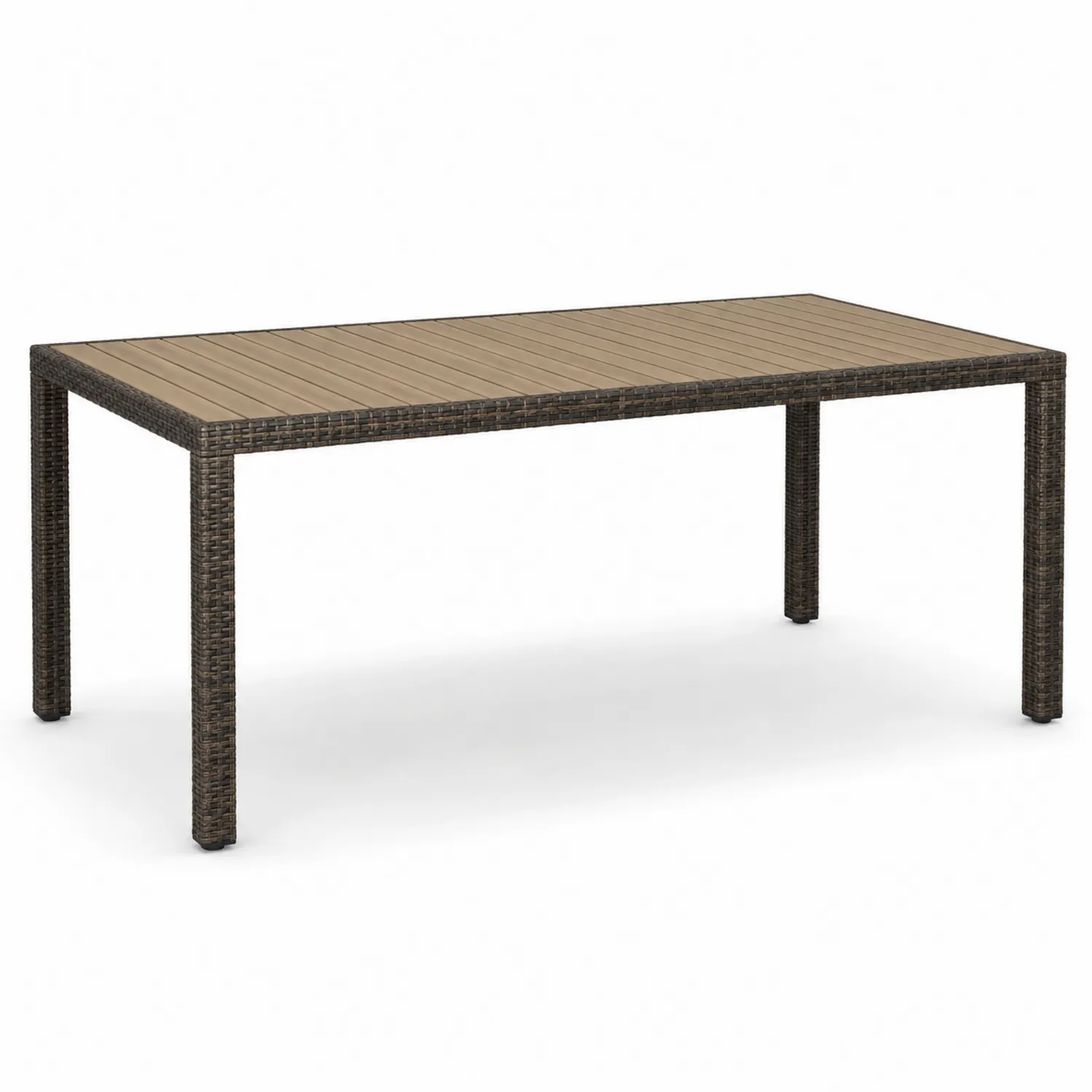 Table de jardin rectangulaire en métal et polywood 200x100x74 cm Brun