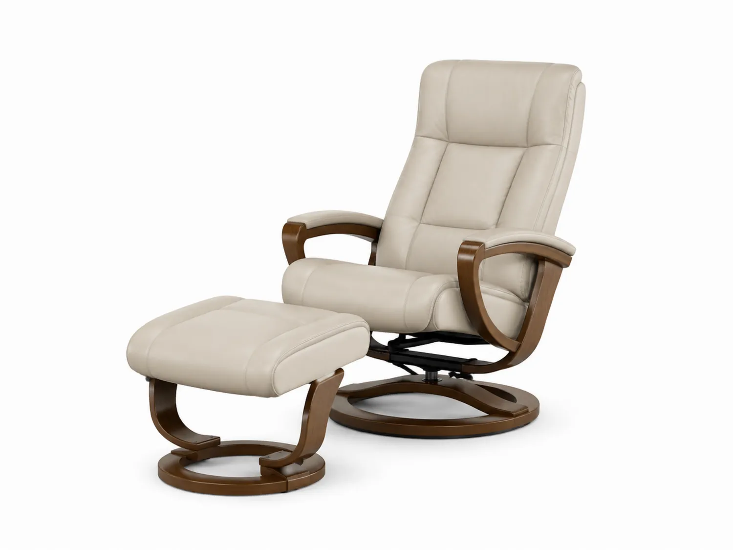 Fauteuil en Cuir Synthétique avec Repose-Pieds en Bois