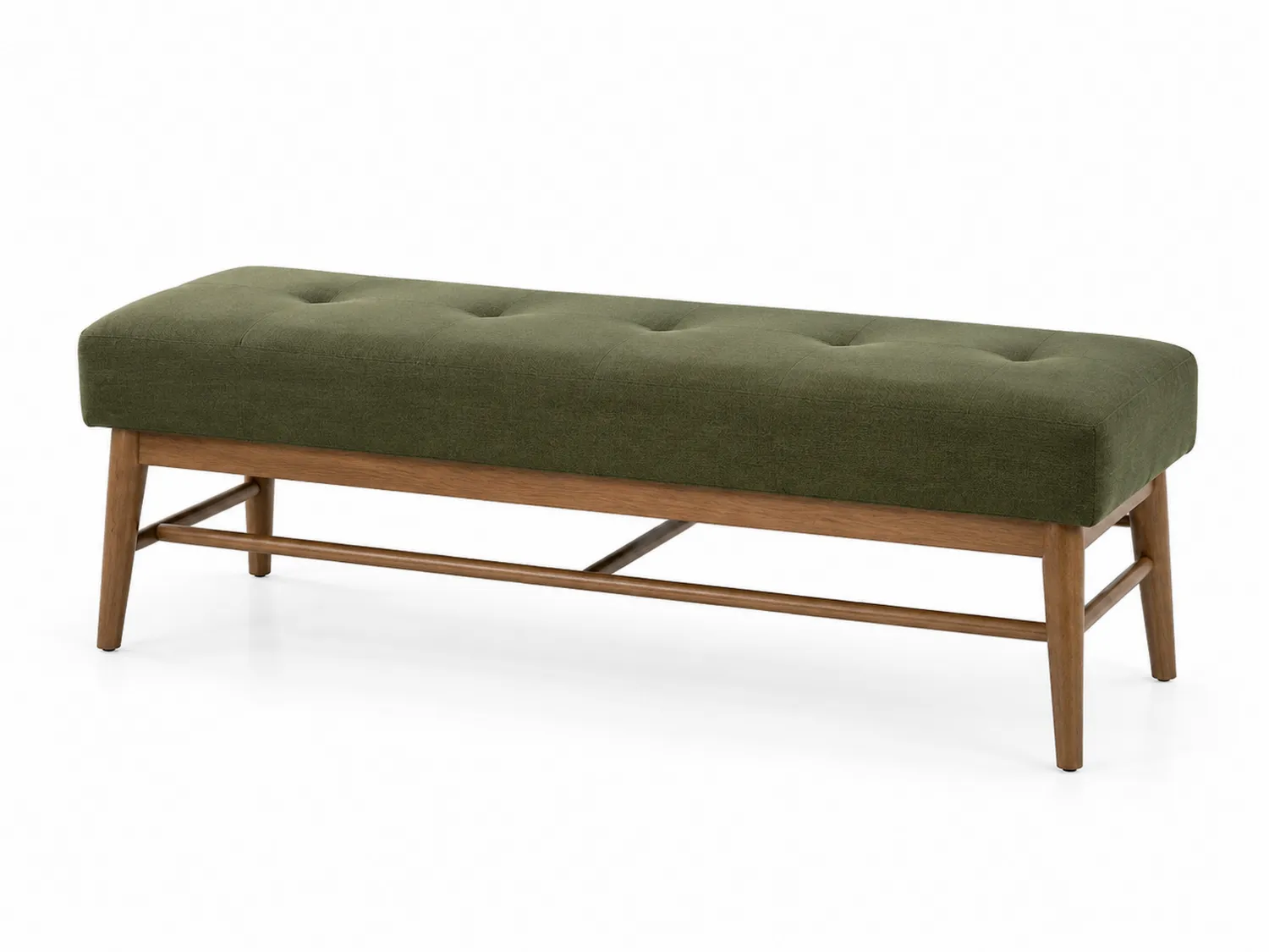 Banc en bois et tissu Vert 120x40x45 cm