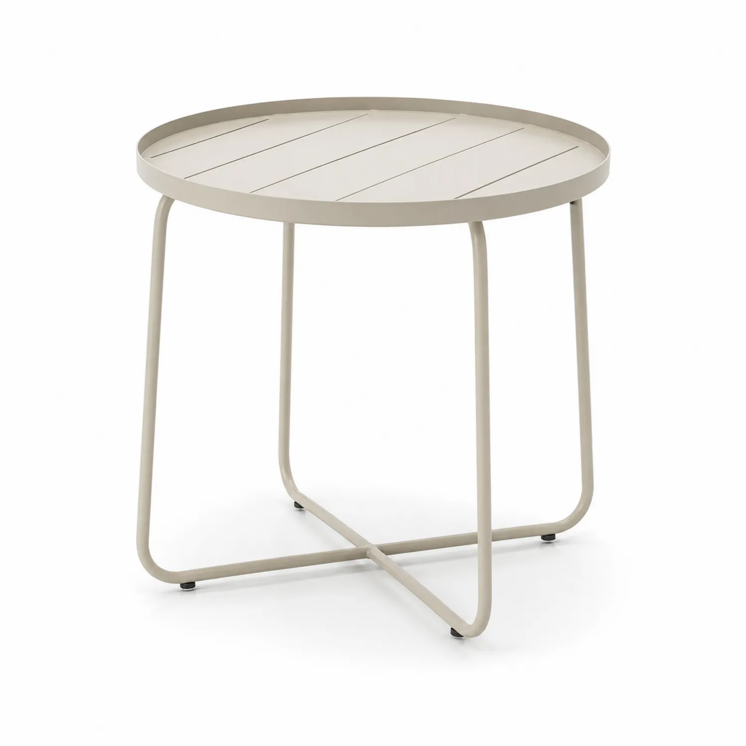 Table d'appoint d'extérieur en métal Beige Ø 45 cm