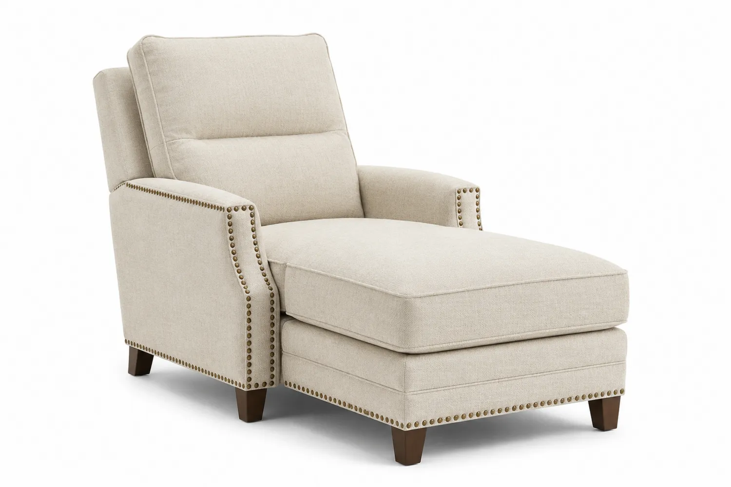 Chaise longue en tissu avec pieds en bois Beige