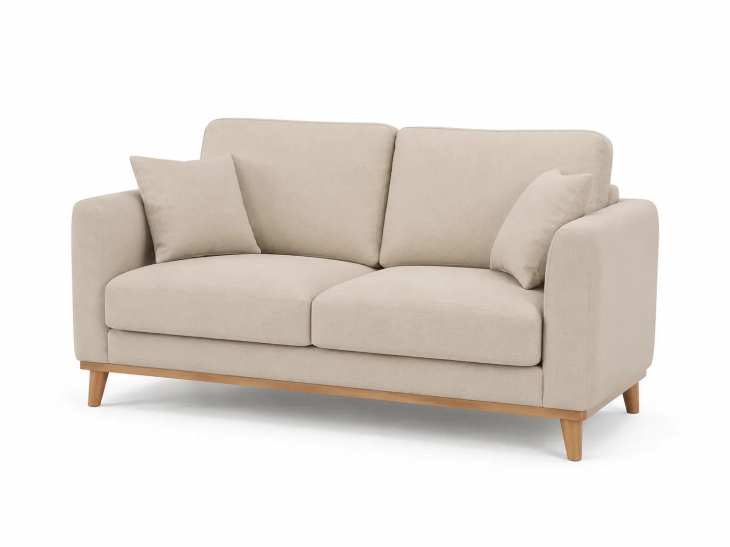 Canapé 2 places en tissu avec pieds en bois Beige