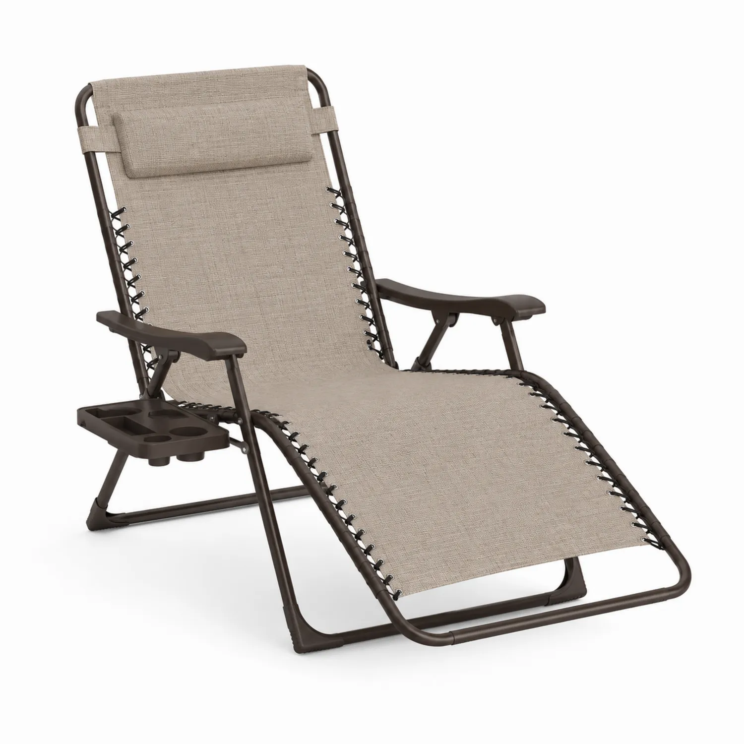 Chaise Longue Extérieure Réglable en Acier et Polyester Beige