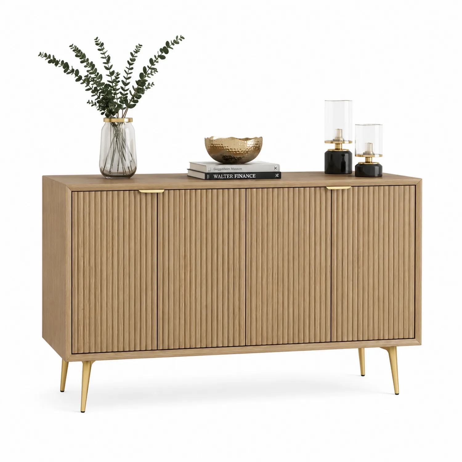 Buffet en bois avec pieds en métal doré 160 cm