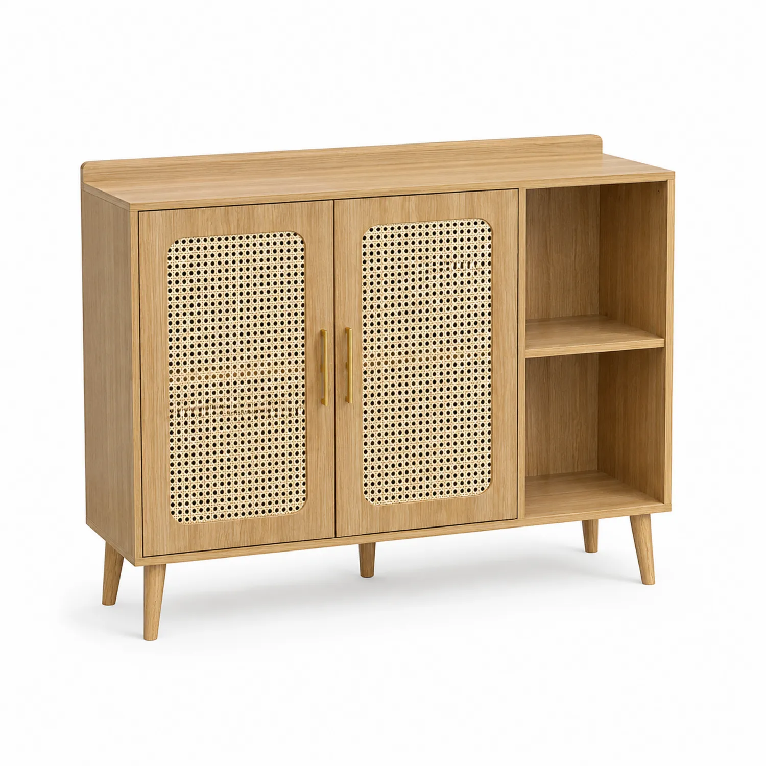 Buffet en bois et rotin 90x40x75cm