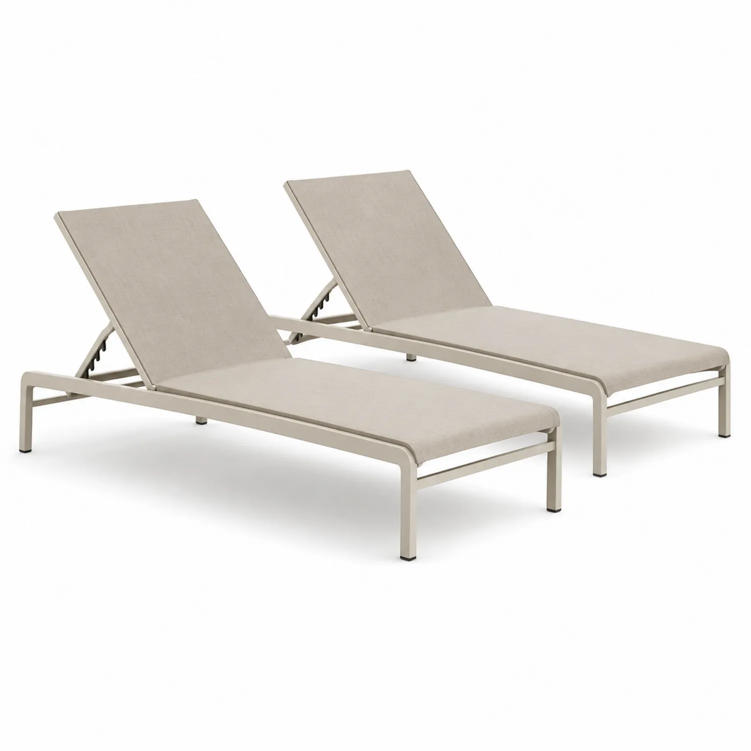 Ensemble de 2 chaises longues extérieures aluminium beige