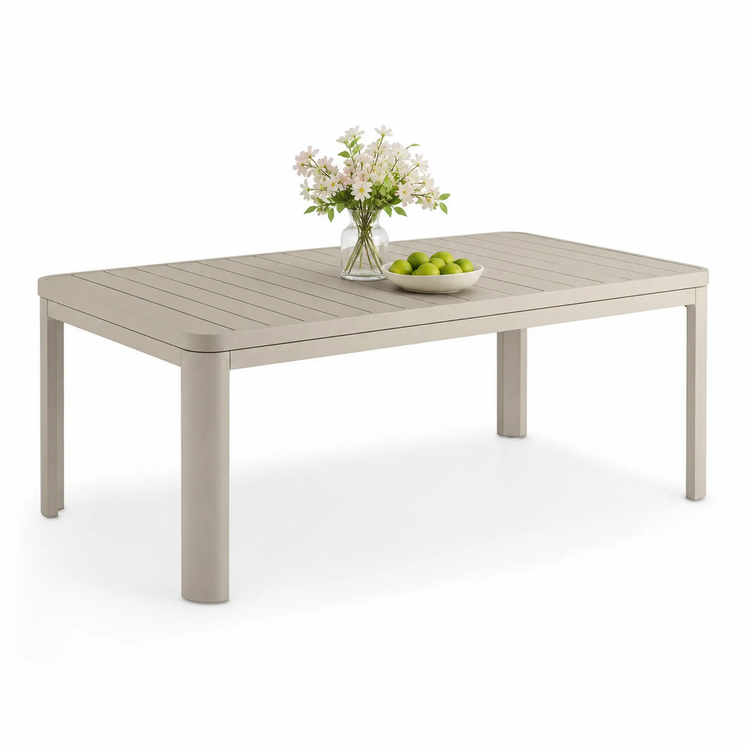 Table de jardin rectangulaire en plastique beige 200 cm