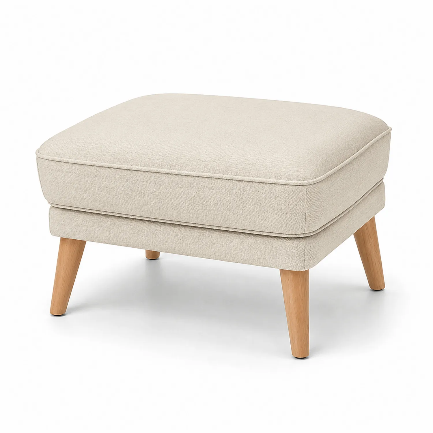 Pouf en bois avec revêtement en polyester beige 60x40x45 cm