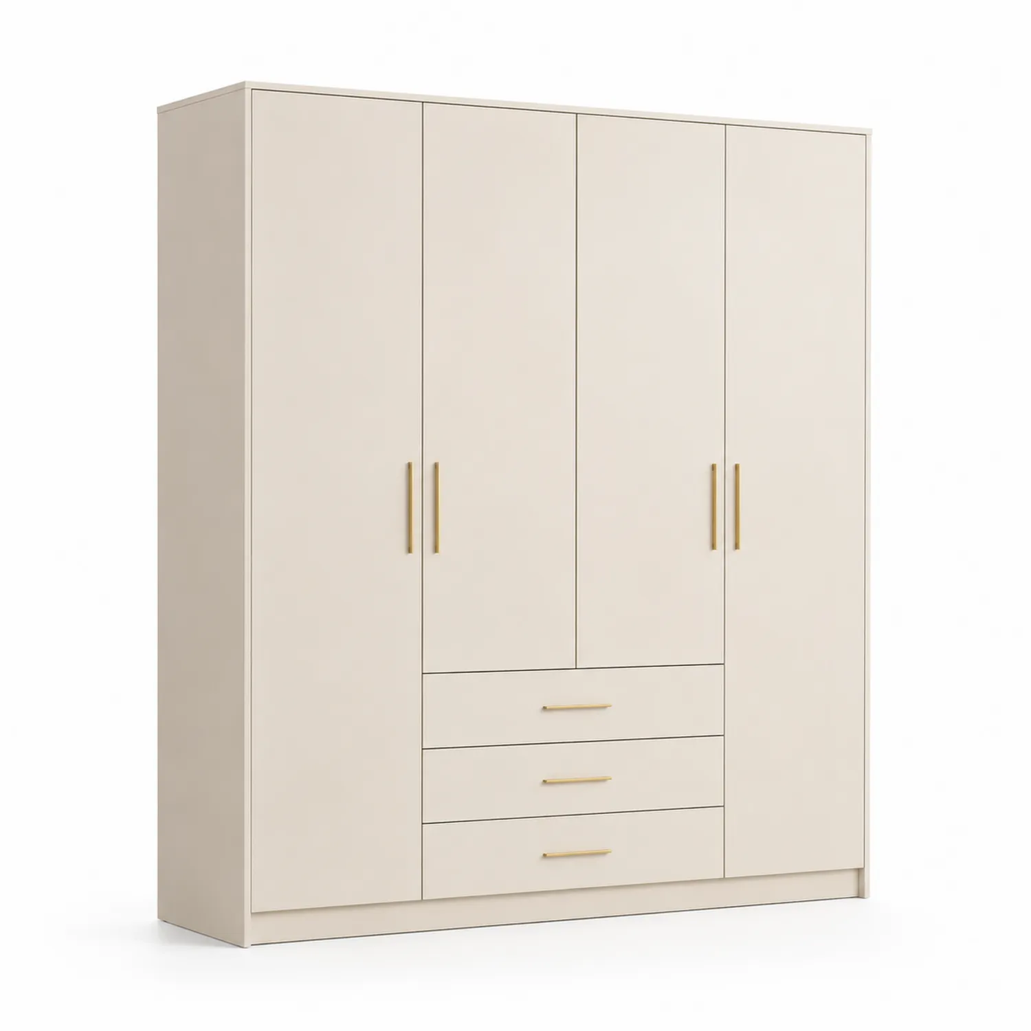 Armoire en bois MDF avec portes battantes et tiroirs Beige