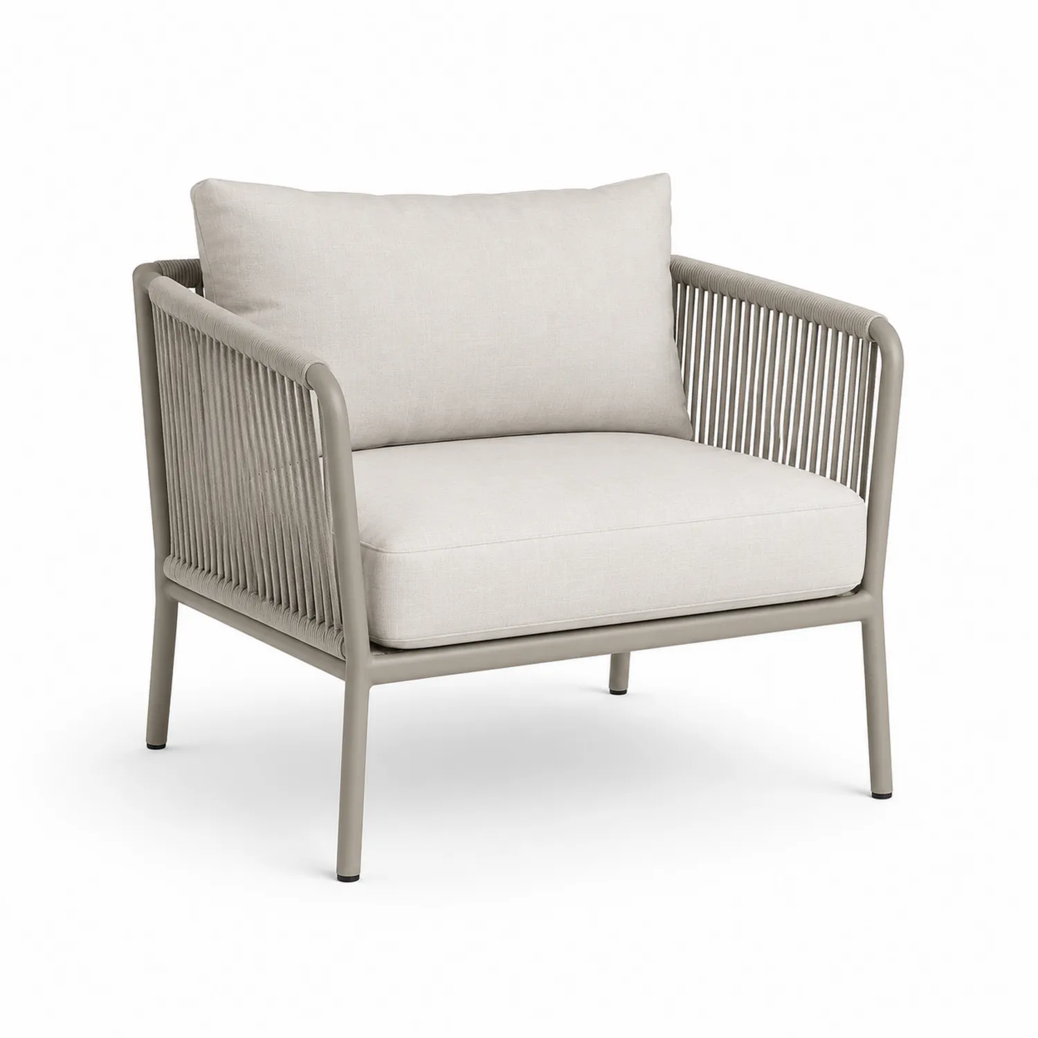 Fauteuil de jardin en aluminium avec coussins en tissu beige