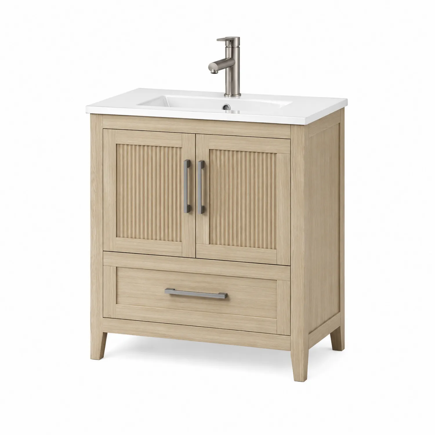 Meuble lavabo en bois avec vasque en céramique