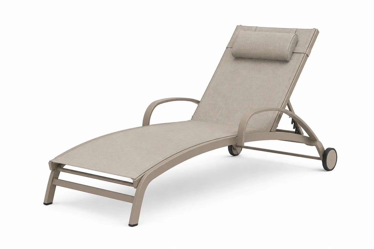 Chaise longue de jardin en aluminium et textilène beige