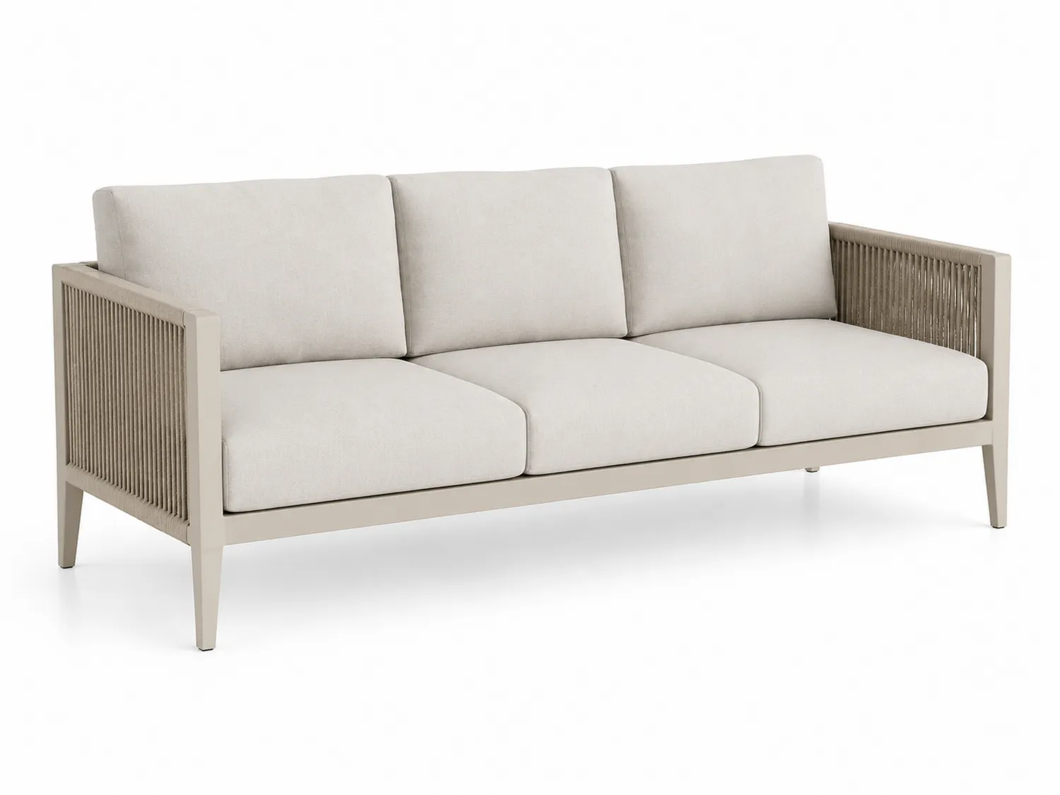 Canapé d'extérieur 3 places aluminium et polyester beige