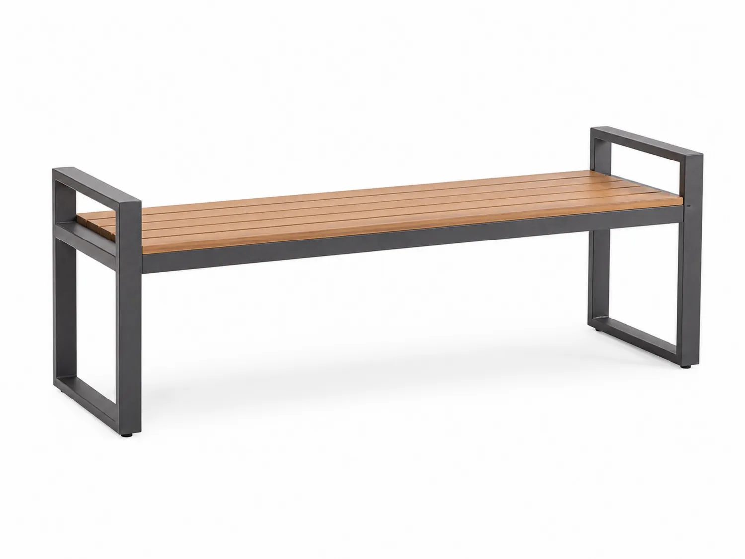 Banc en bois et métal sans dossier 150 cm Marron/Noir